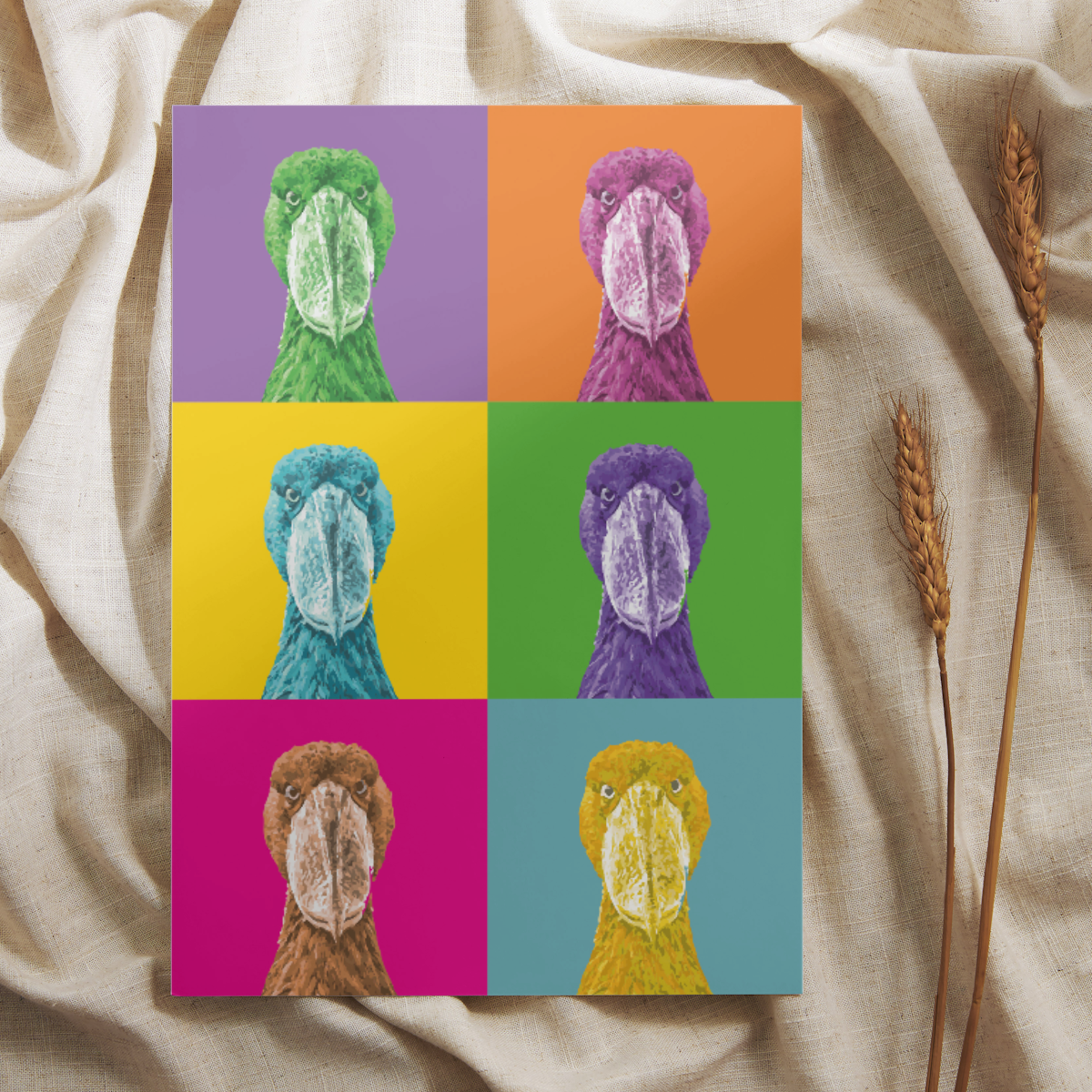 Postkarte "Schuhschnabel Pop Art"