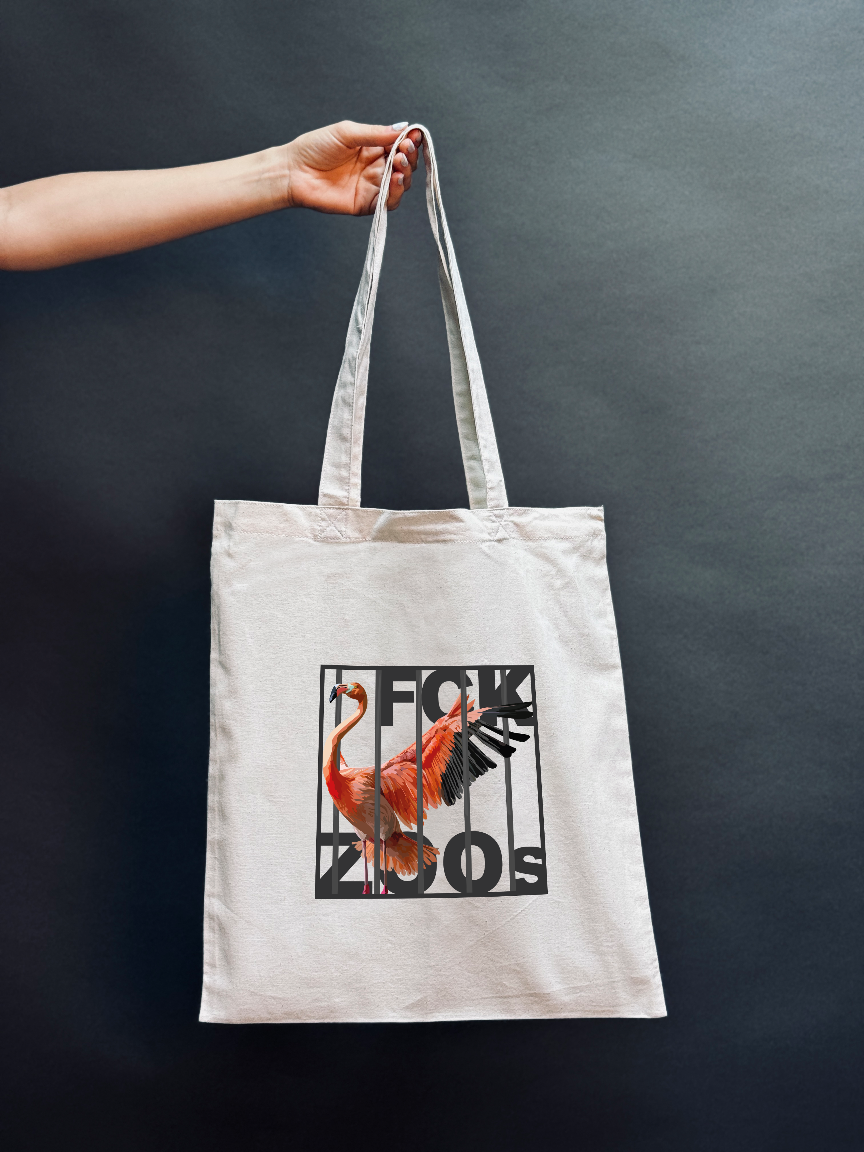 Bio-Baumwolltasche "FCK ZOOs" Flamingo