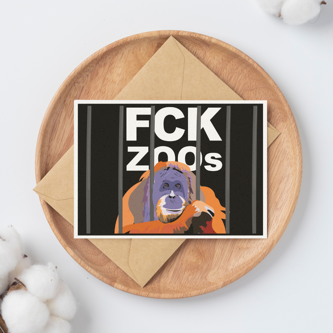 Postkarte "FCK ZOOs" Orang-Utan