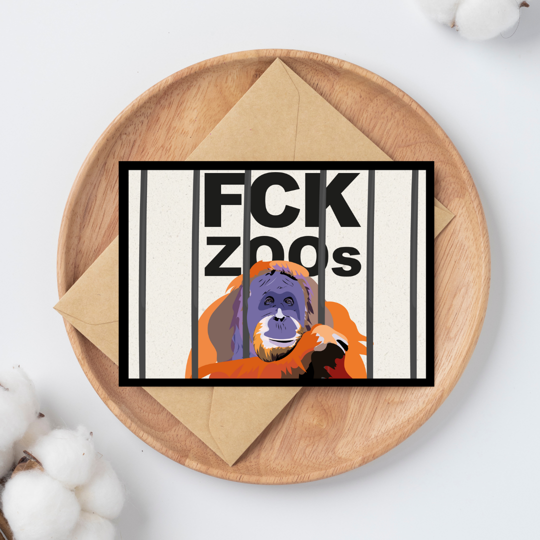 Postkarte "FCK ZOOs" Orang-Utan