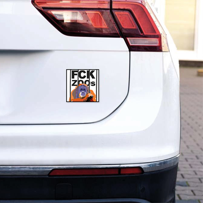 Autoaufkleber "FCK ZOOs" Orang-Utan white