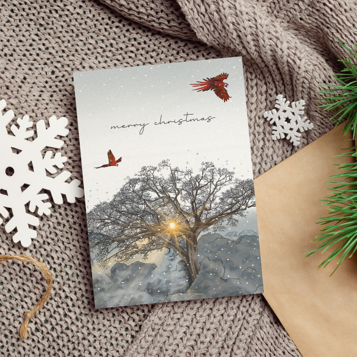 Weihnachtskarten 4er Set "Natur"