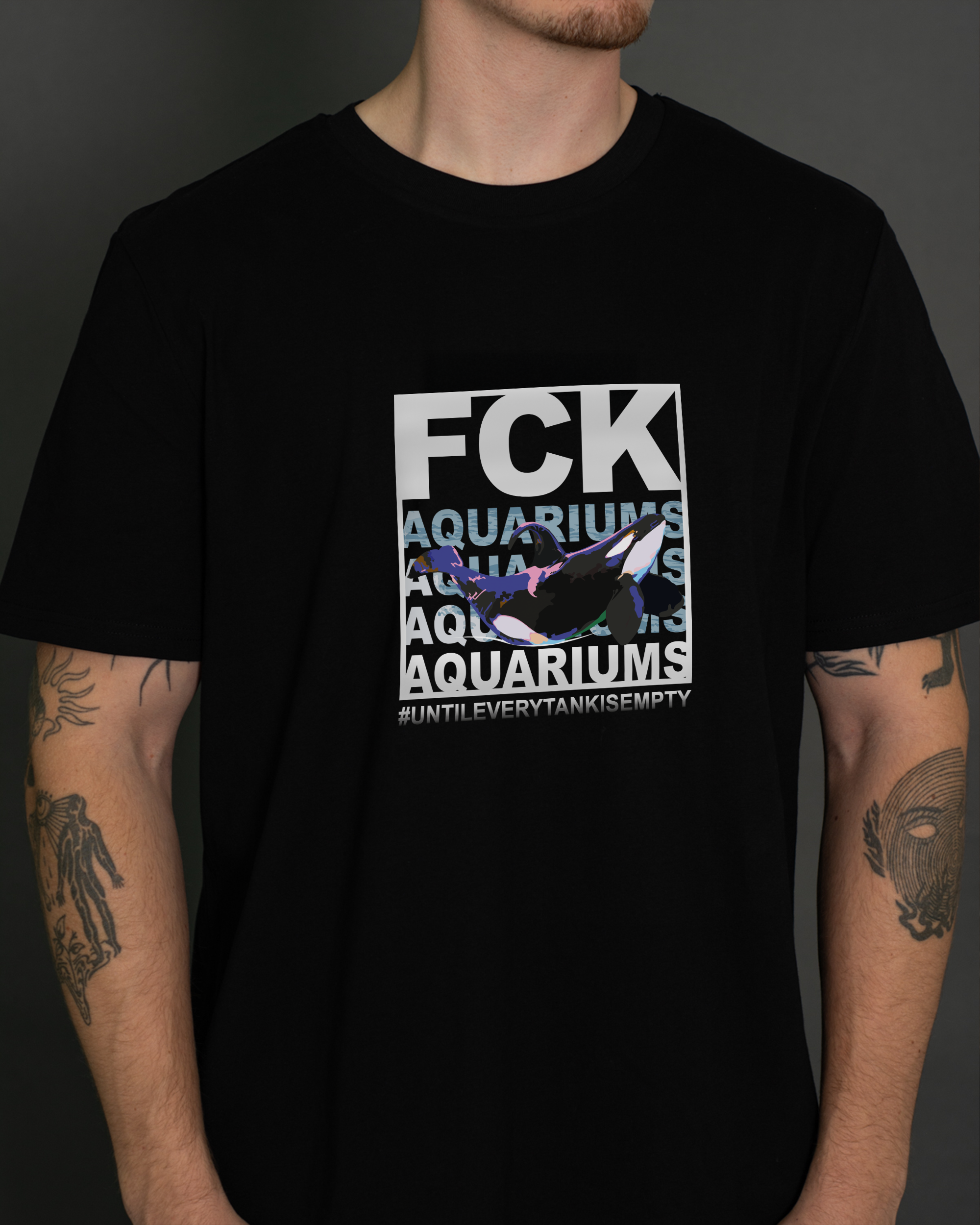 T-Shirt "FCK AQUARIUMs" Orca Frontprint
