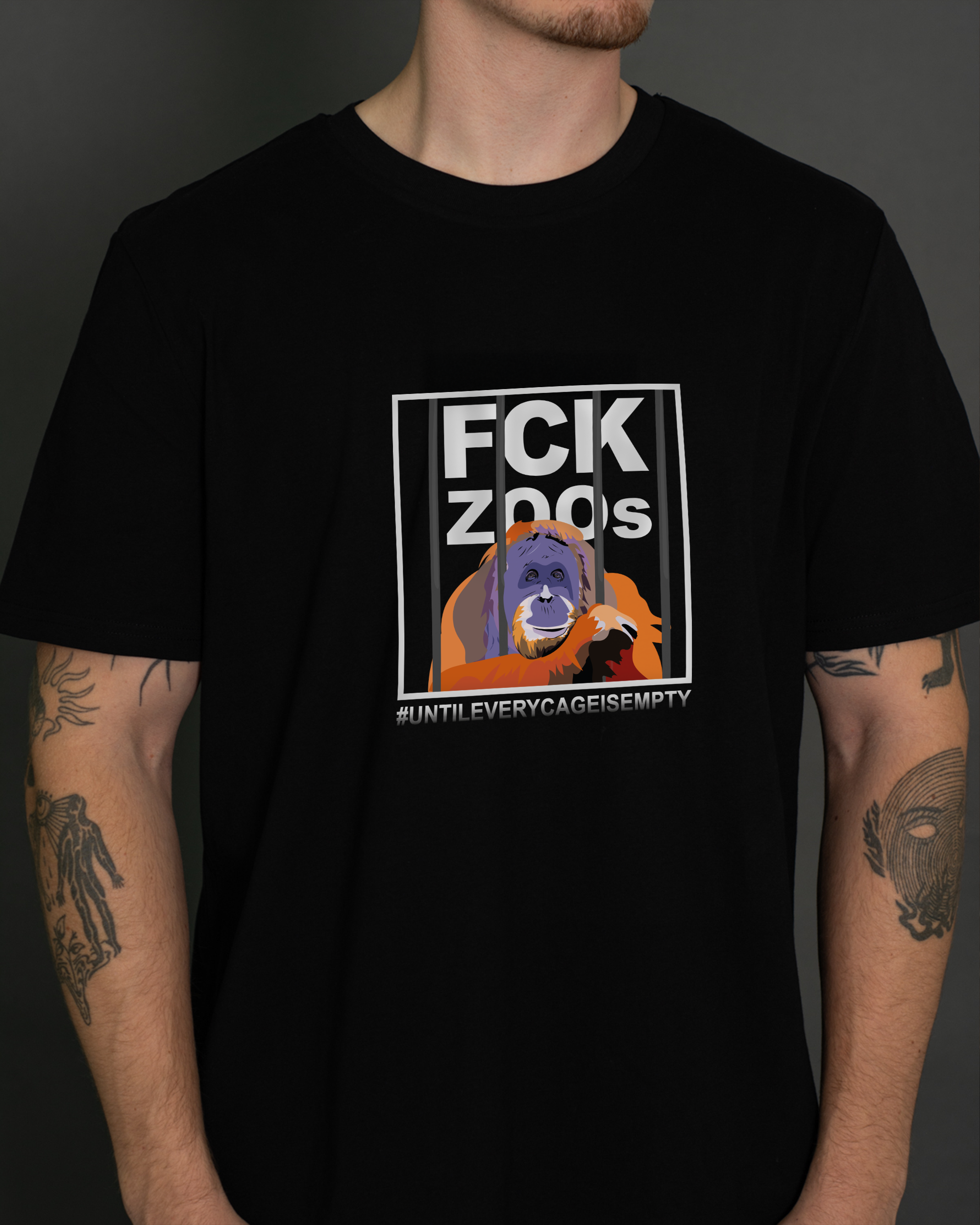 T-Shirt "FCK ZOOs" Orang Frontprint