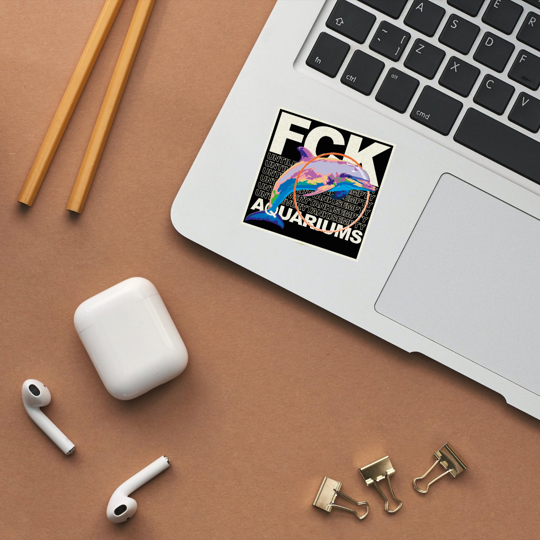 Sticker "FCK AQUARIUMs" Delphin