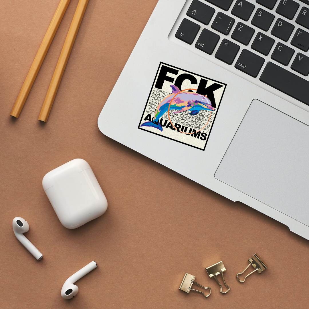 Sticker "FCK AQUARIUMs" Delphin