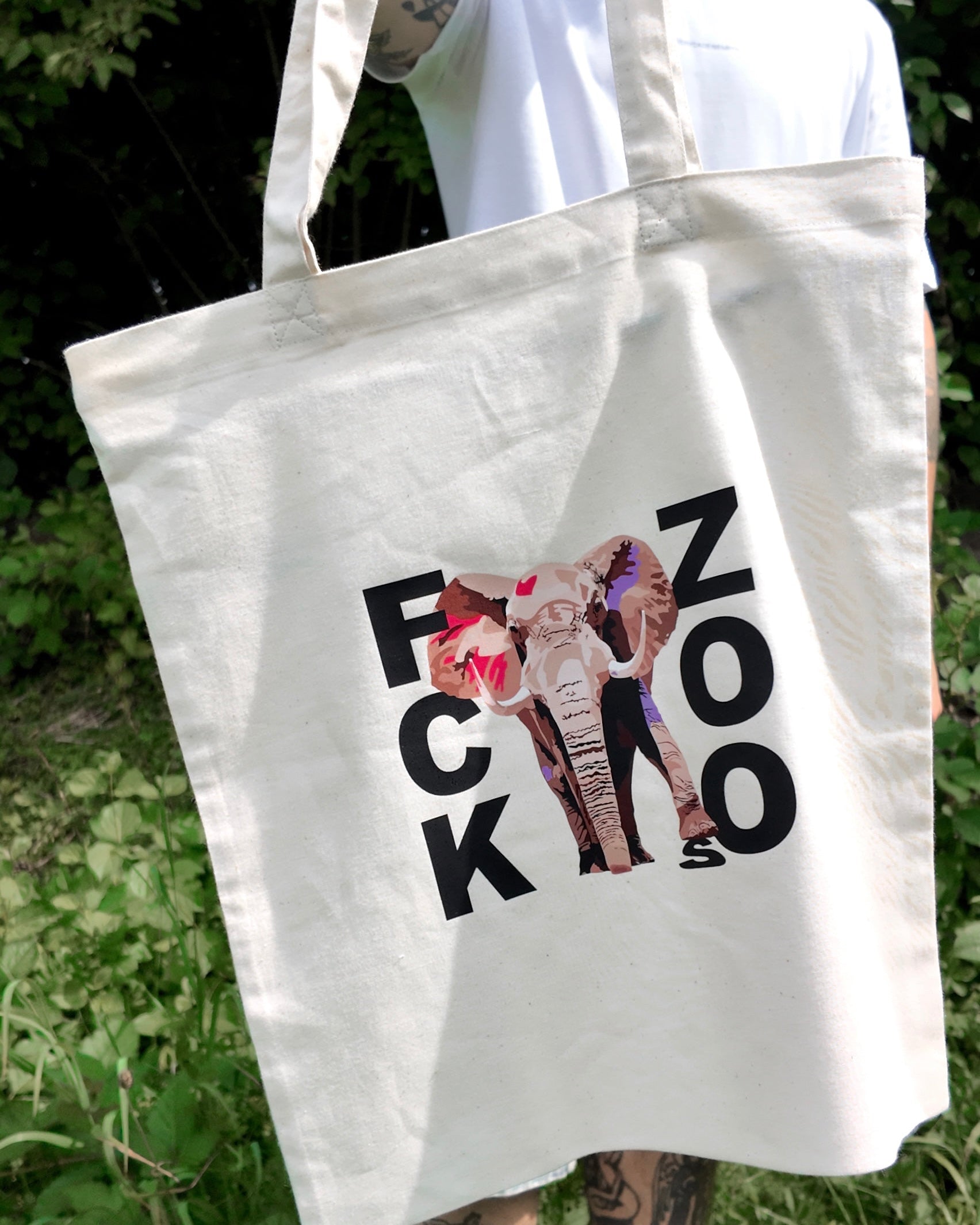 Bio-Baumwolltasche "FCK ZOOs" Elefant