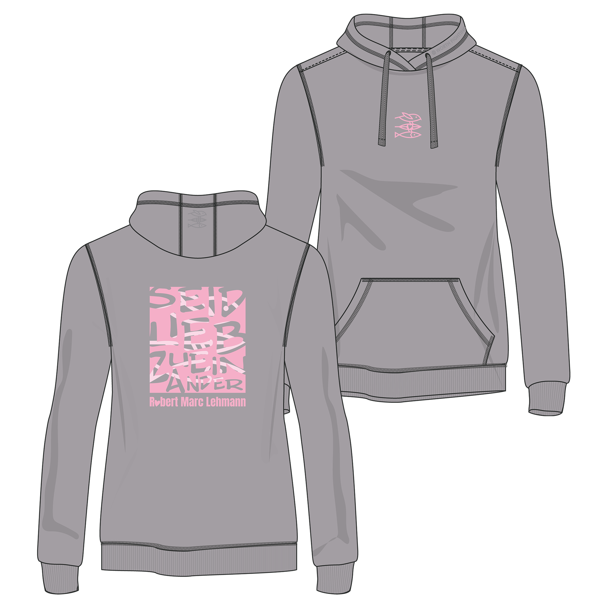 Hoodie Women "Seid lieb zueinander" grey