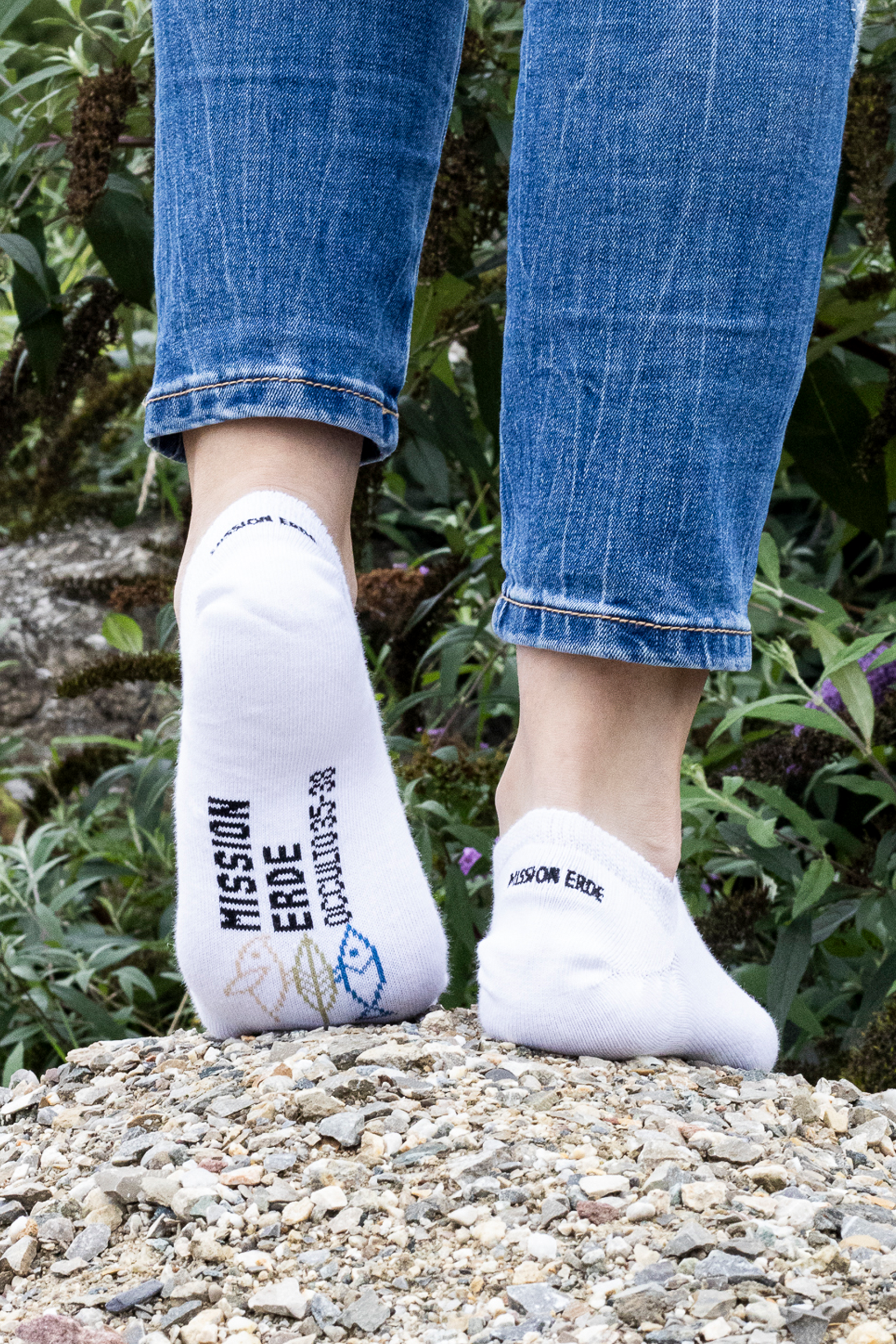Sneakersocken "Mission Erde" 3er-Pack Weiß