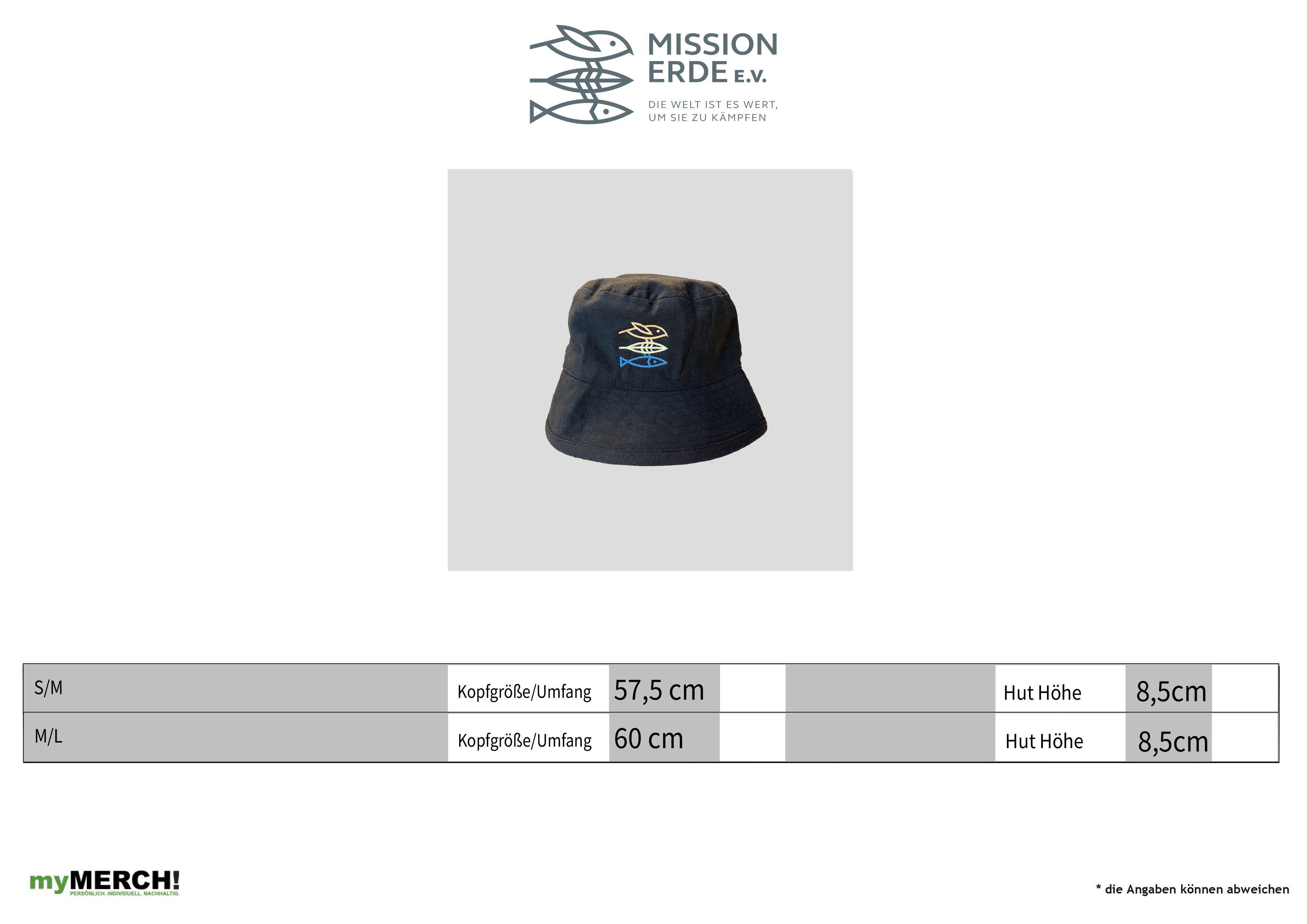 Bucket Hat "Mission Erde" schwarz