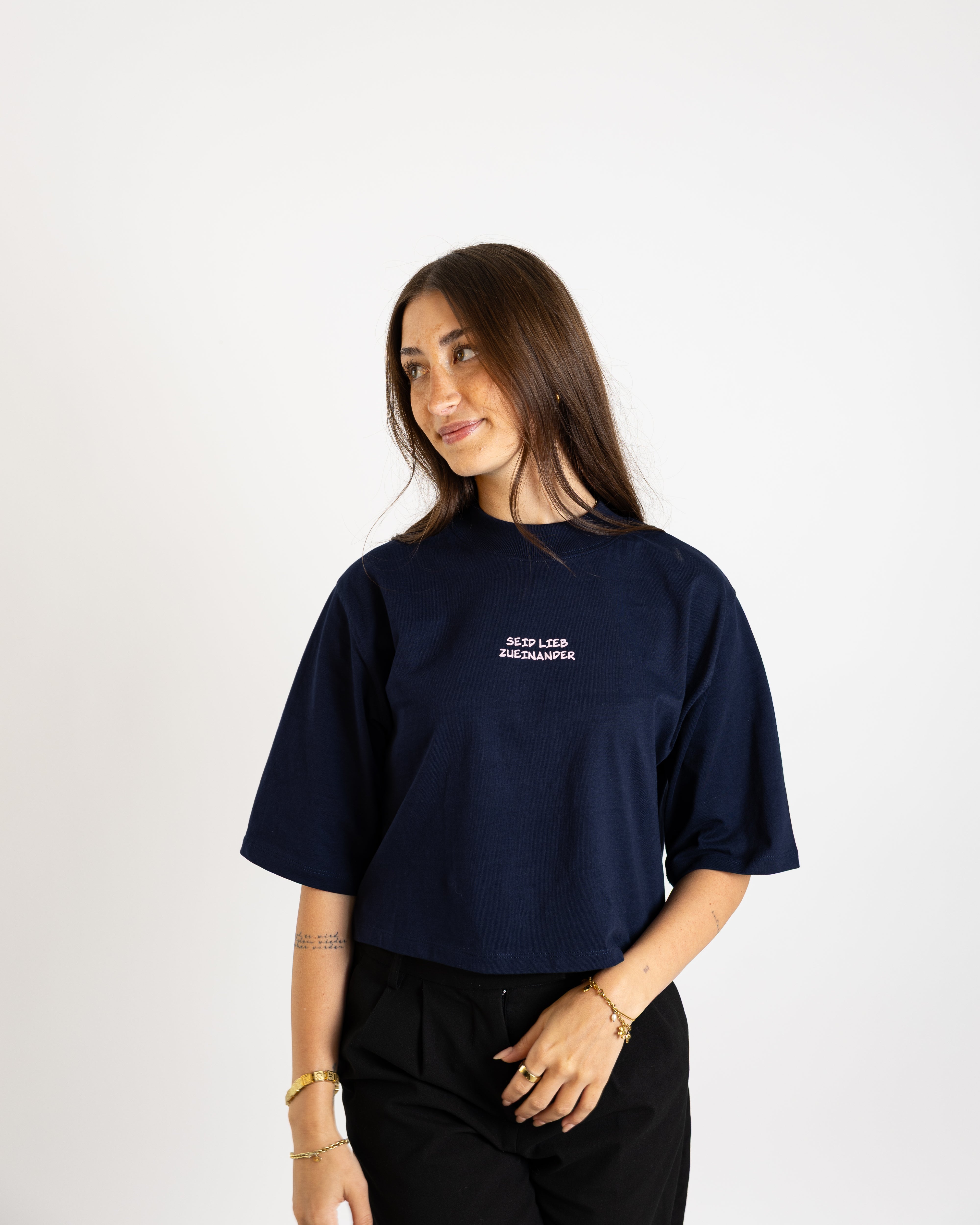 T-Shirt Women "Seid lieb zueinander 2.0" navy