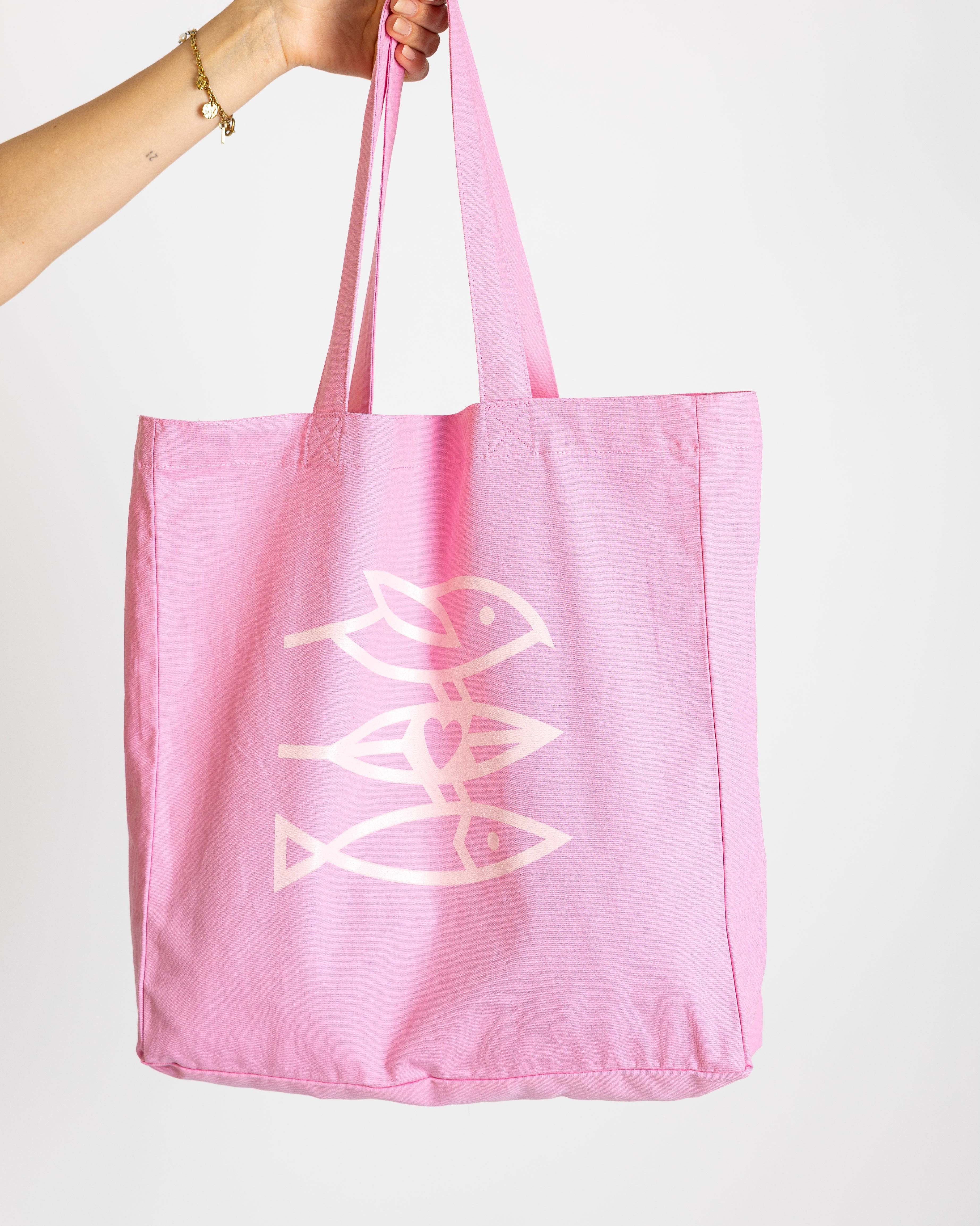 Bio-Baumwolltasche "Seid lieb zueinander 2.0" pink