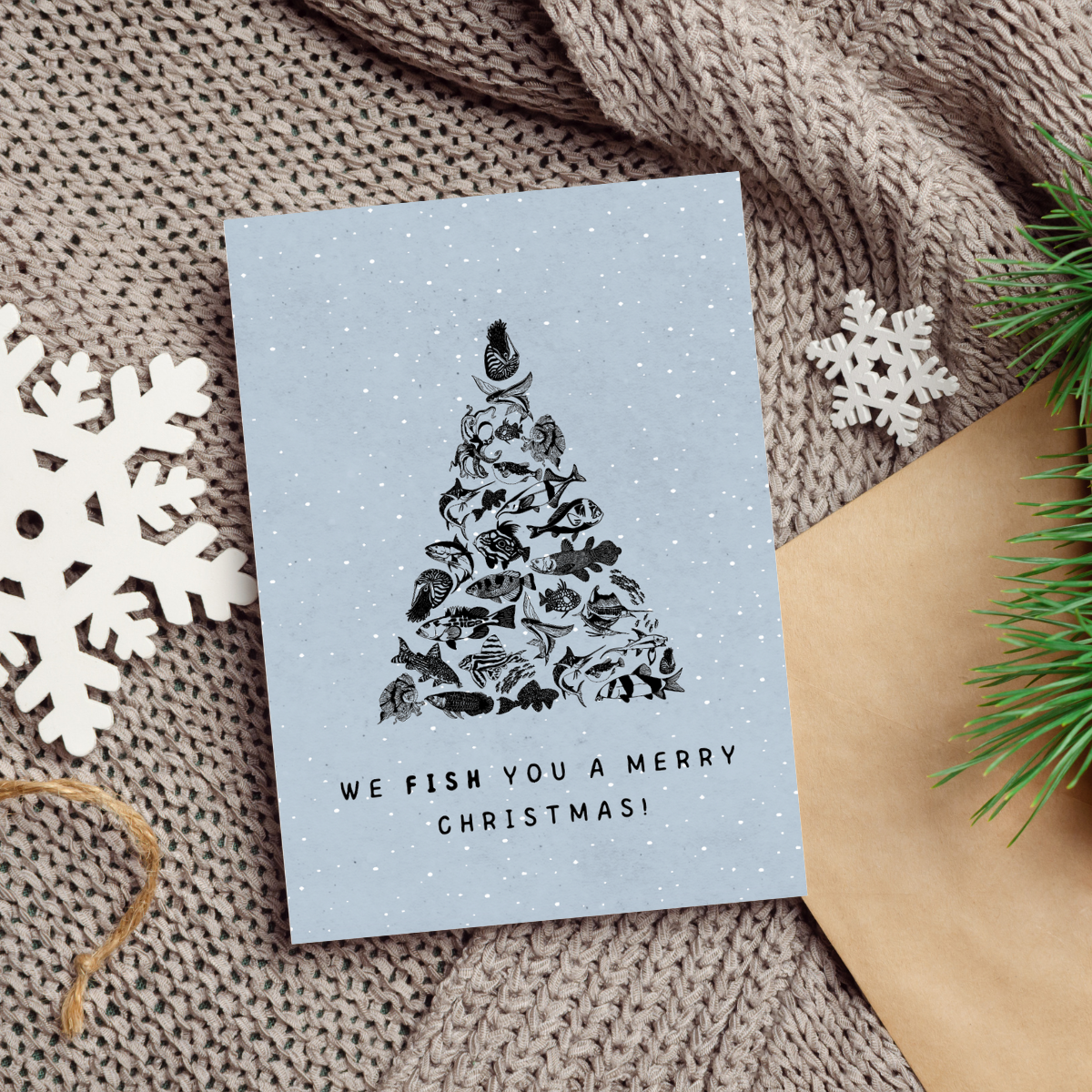 Weihnachtskarten 5er-Set blau