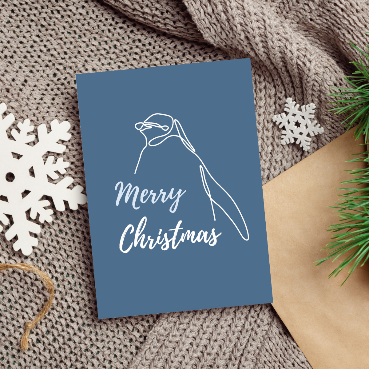 Weihnachtskarten 5er-Set blau
