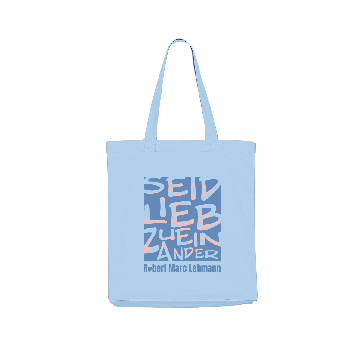 Bio-Baumwolltasche "Seid lieb zueinander" blue