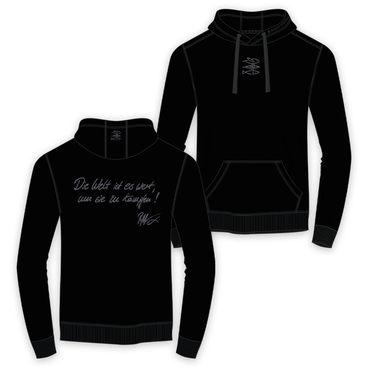 Hoodie Men "Die Welt ist es wert, um sie zu kämpfen!" black