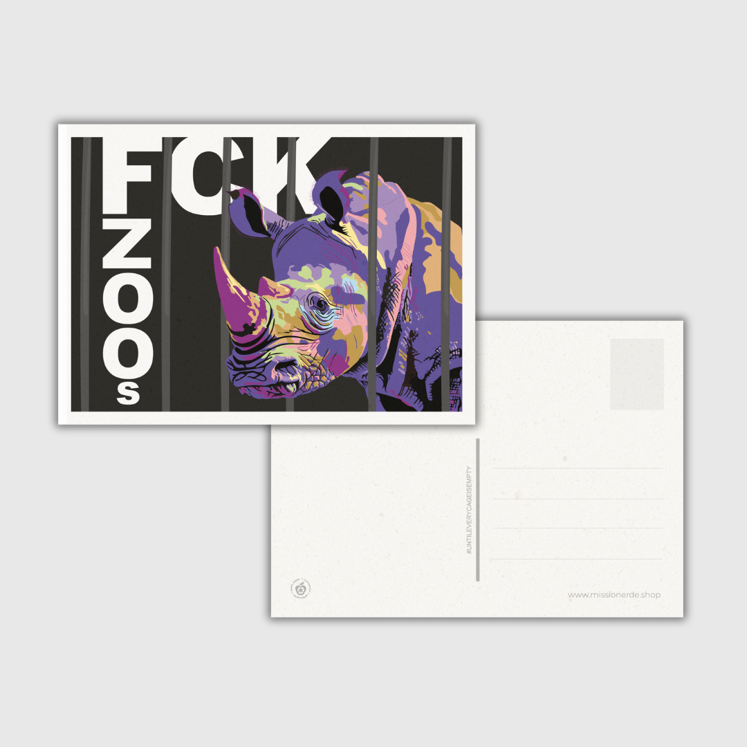 Postkarte "FCK ZOOs" Nashorn