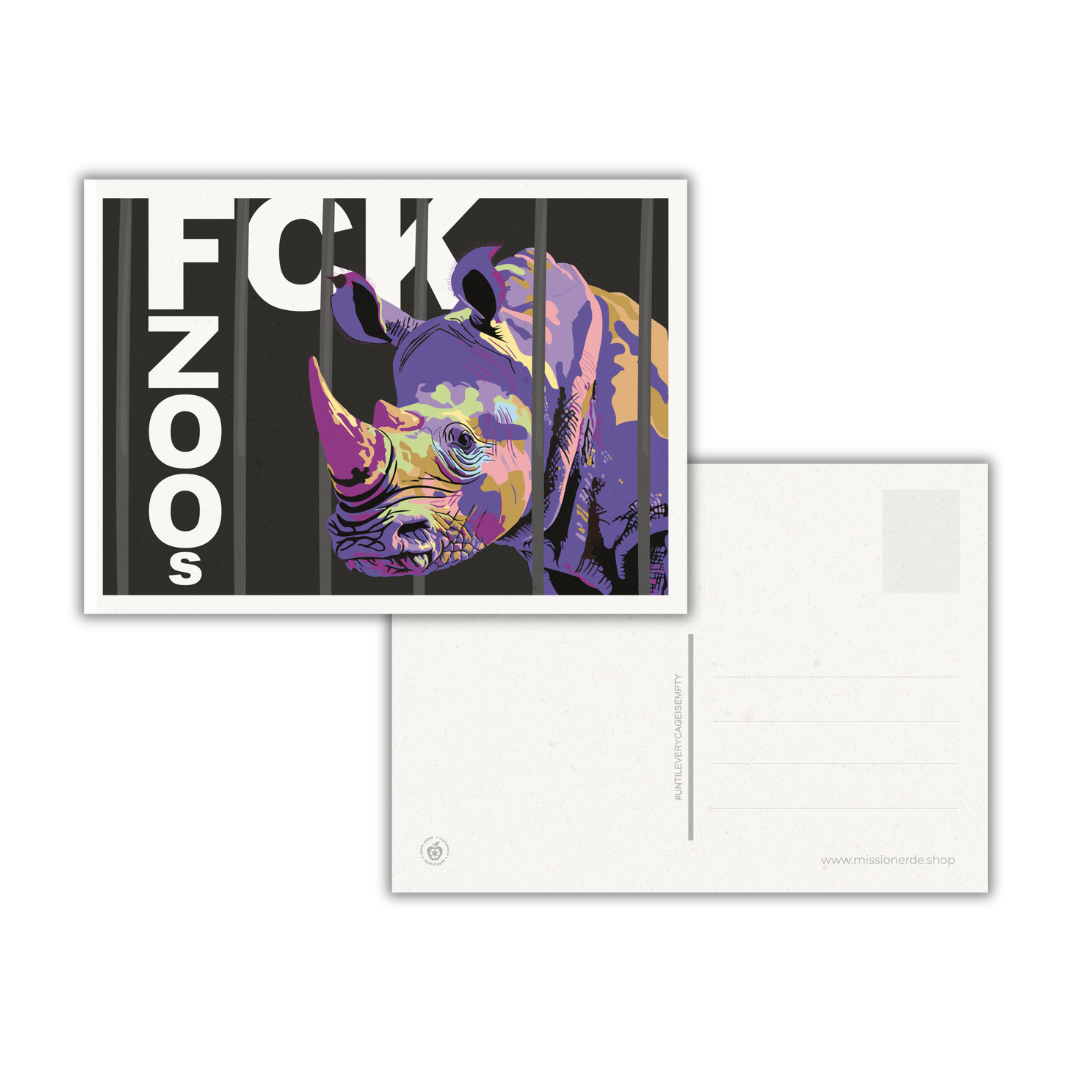 Postkarte "FCK ZOOs" Nashorn