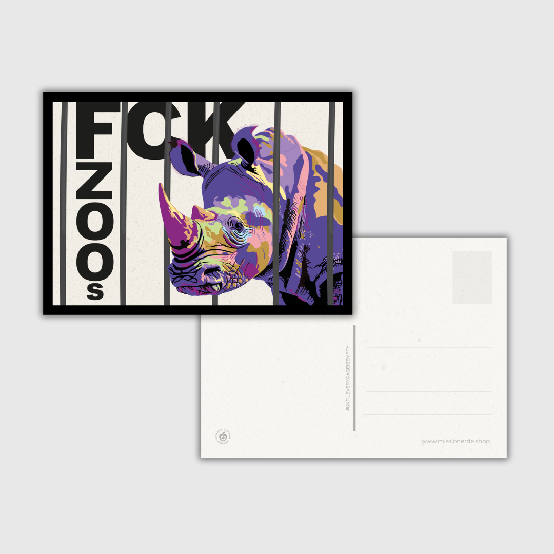 Postkarte "FCK ZOOs" Nashorn