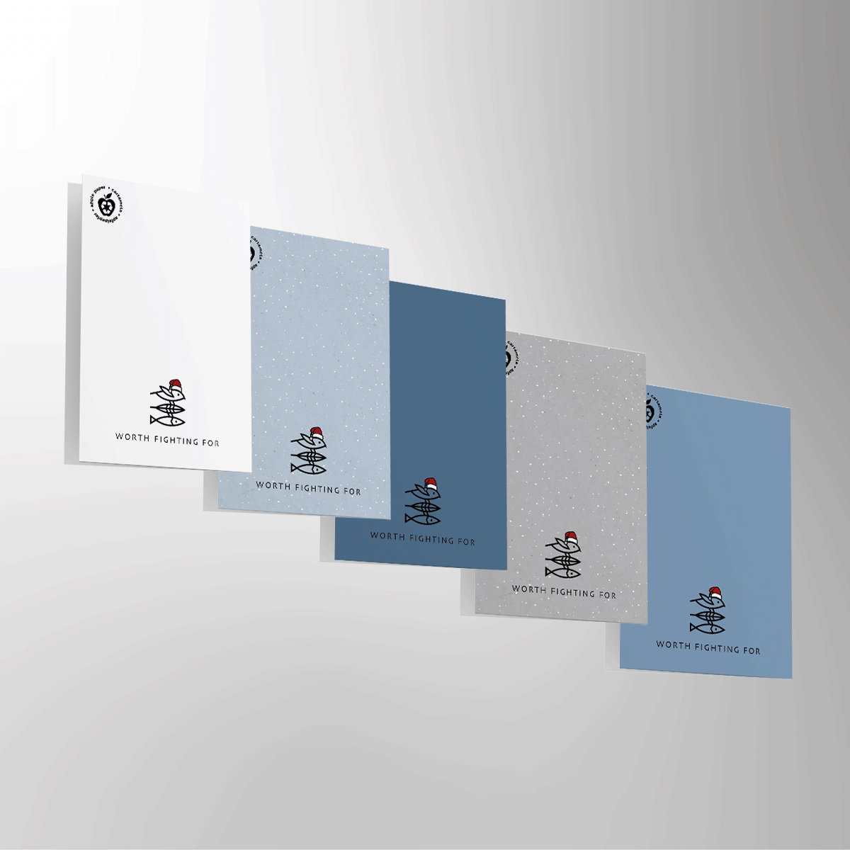 Weihnachtskarten 5er-Set blau