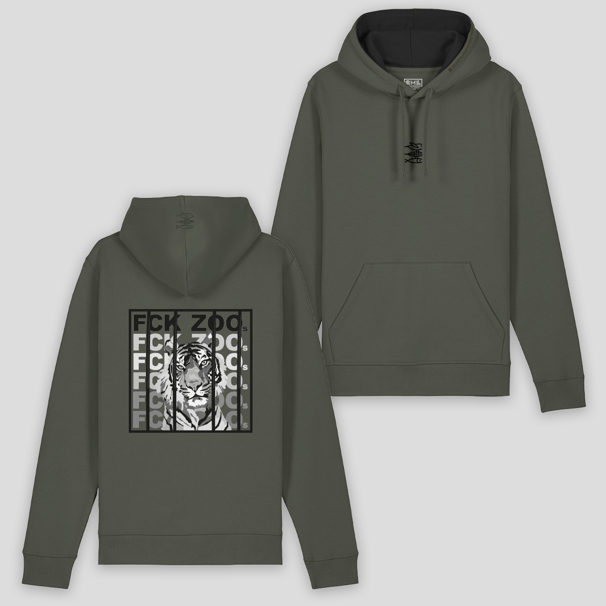 Hoodie "FCK ZOOs" Tiger b/w