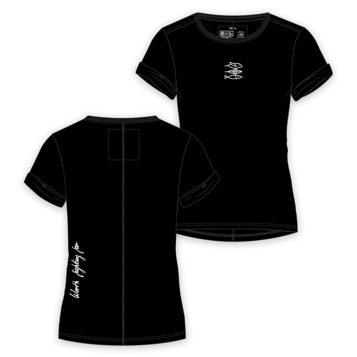 T-Shirt Women roundneck "Worth fighting for" black