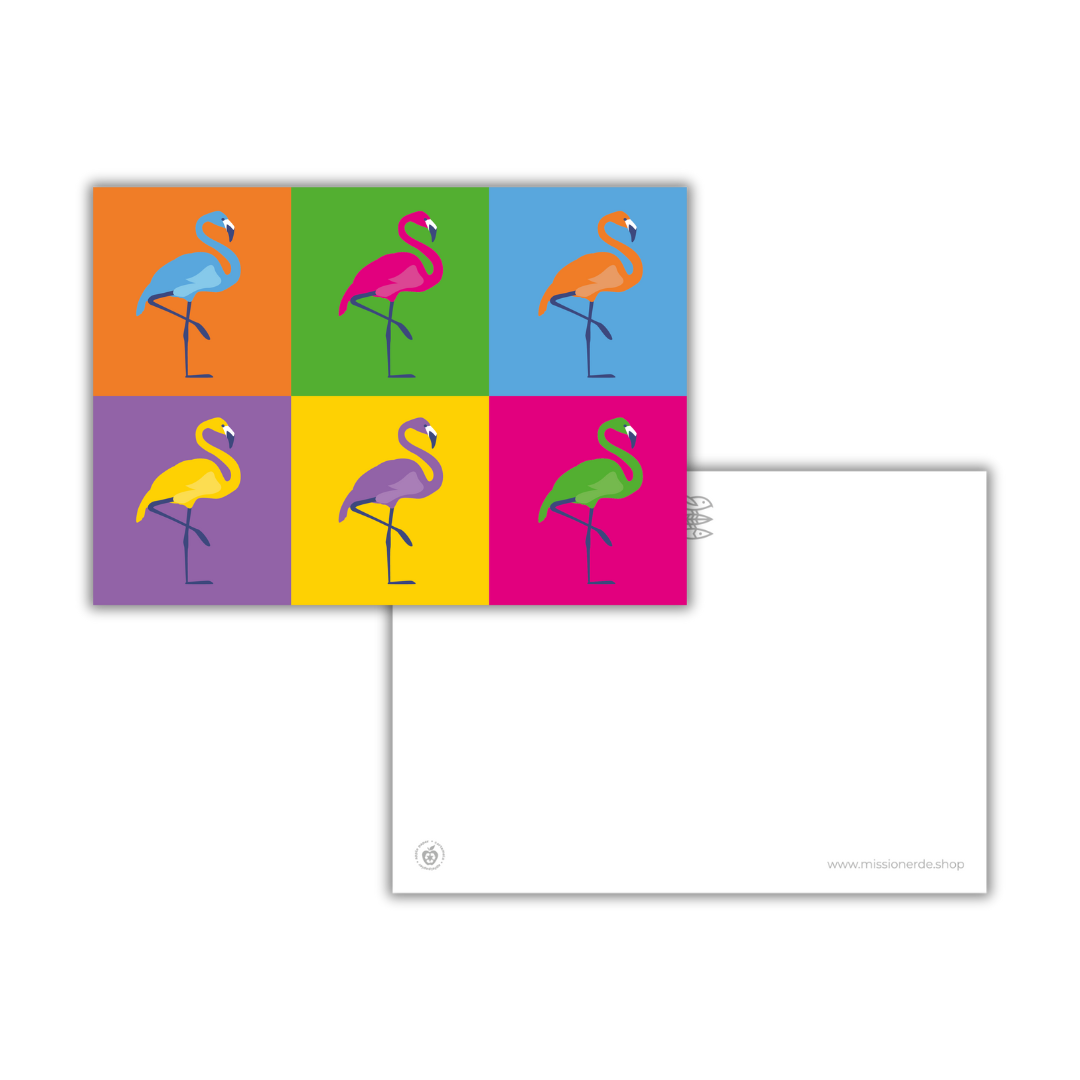 Postkarte "Flamingo Pop Art"
