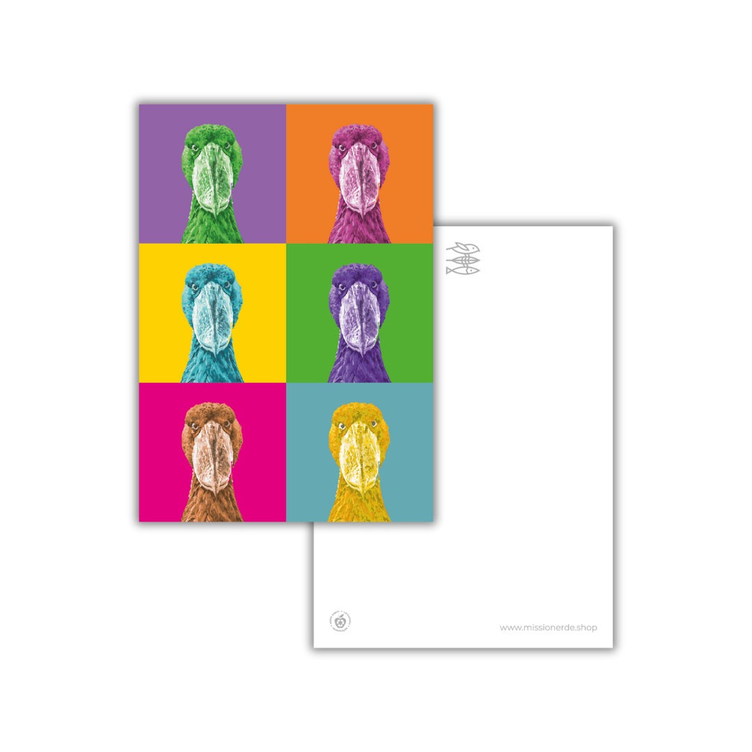 Postkarte "Schuhschnabel Pop Art"