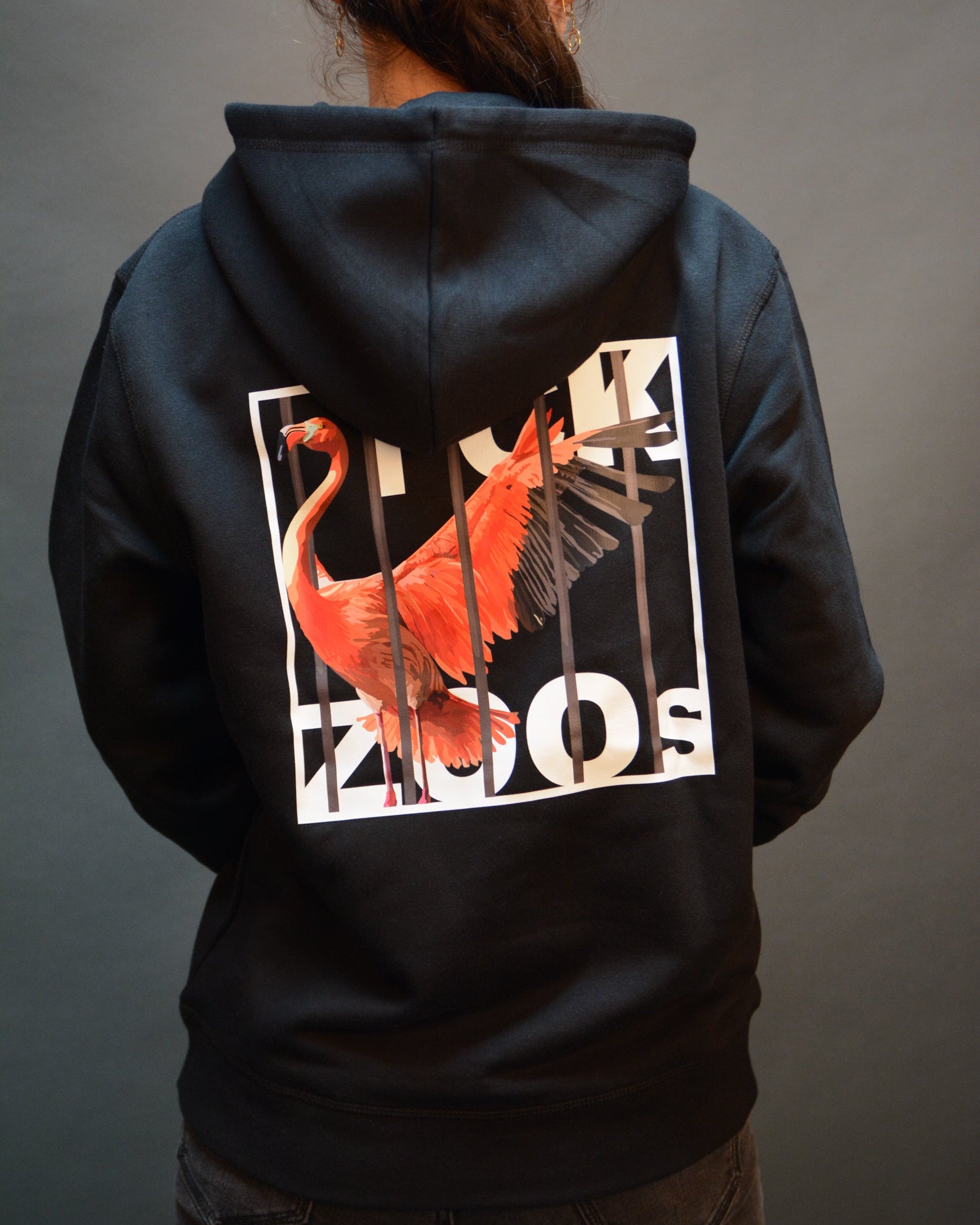 Hoodie "FCK ZOOs" Flamingo black
