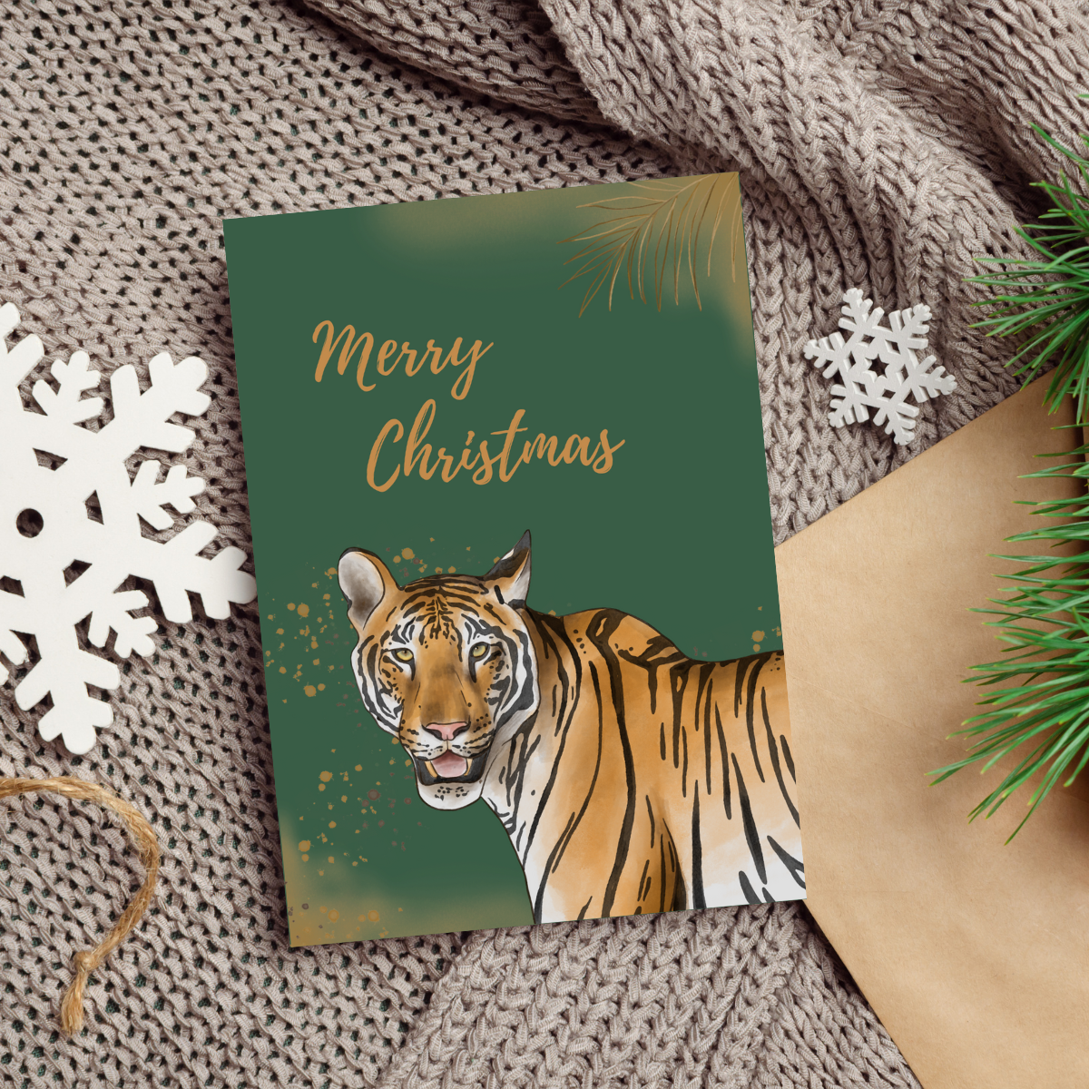 Weihnachtskarten 5er-Set gold