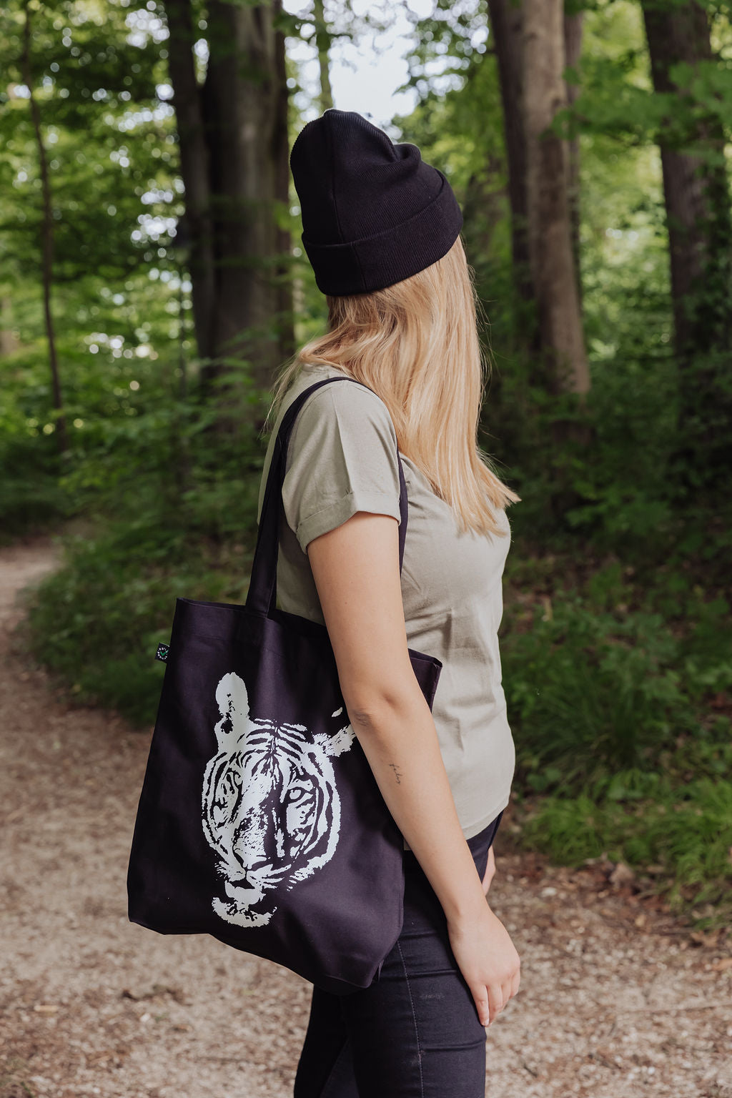 Bio-Baumwolltasche "Tiger" schwarz