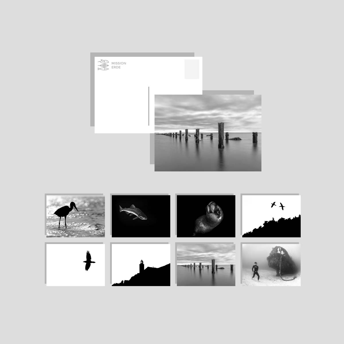 Postkarten/Minibilder 8er Set "B/W"