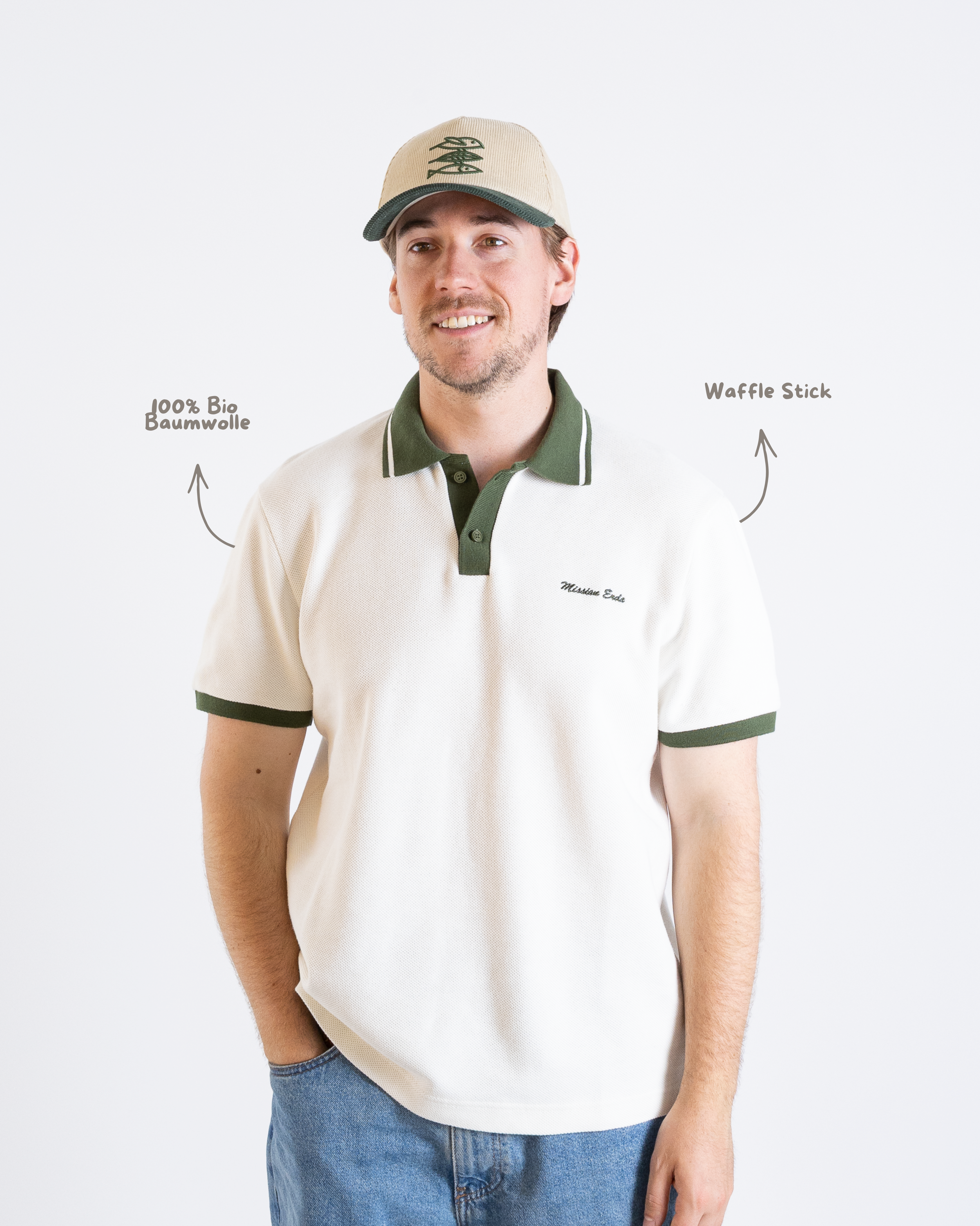 Unisex Poloshirt "Mission Erde" beige