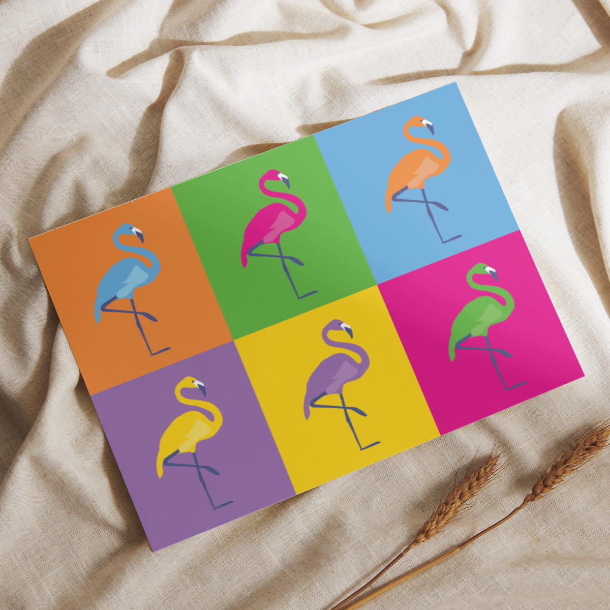 Postkarte "Flamingo Pop Art"