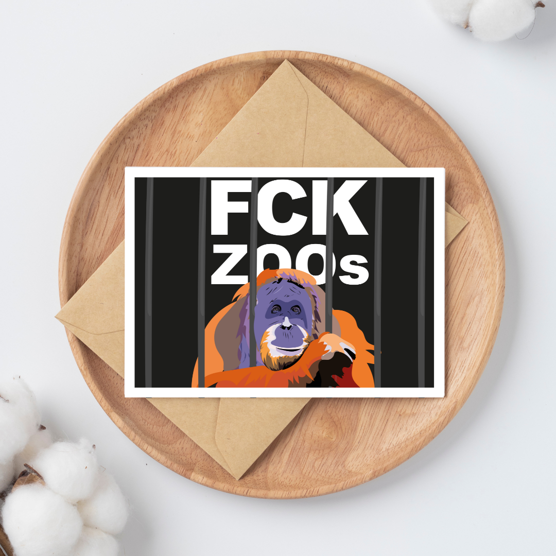 Postkarte "FCK ZOOs" Orang-Utan