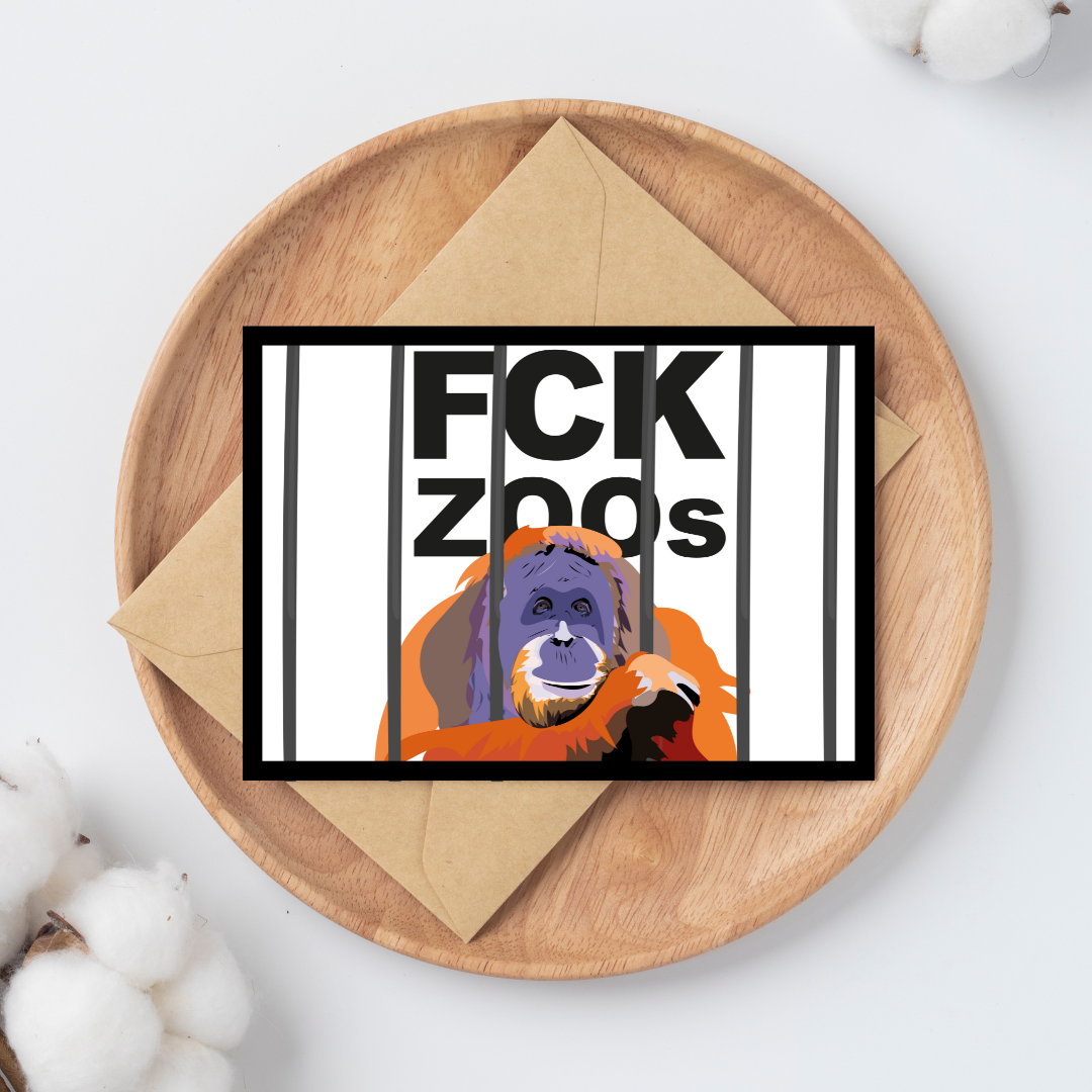 Postkarte "FCK ZOOs" Orang-Utan