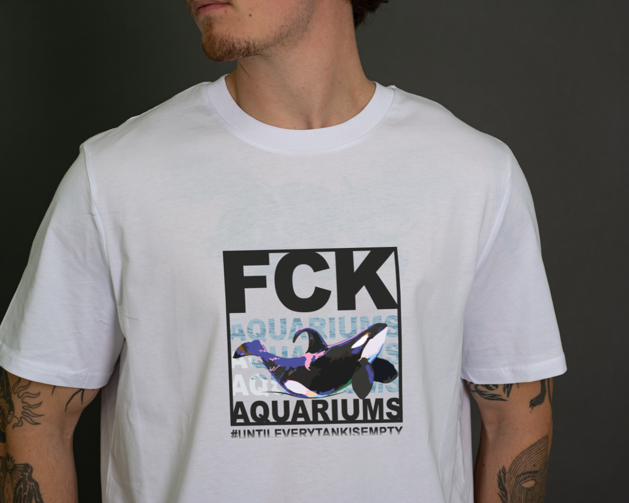T-Shirt "FCK AQUARIUMs" Orca Frontprint