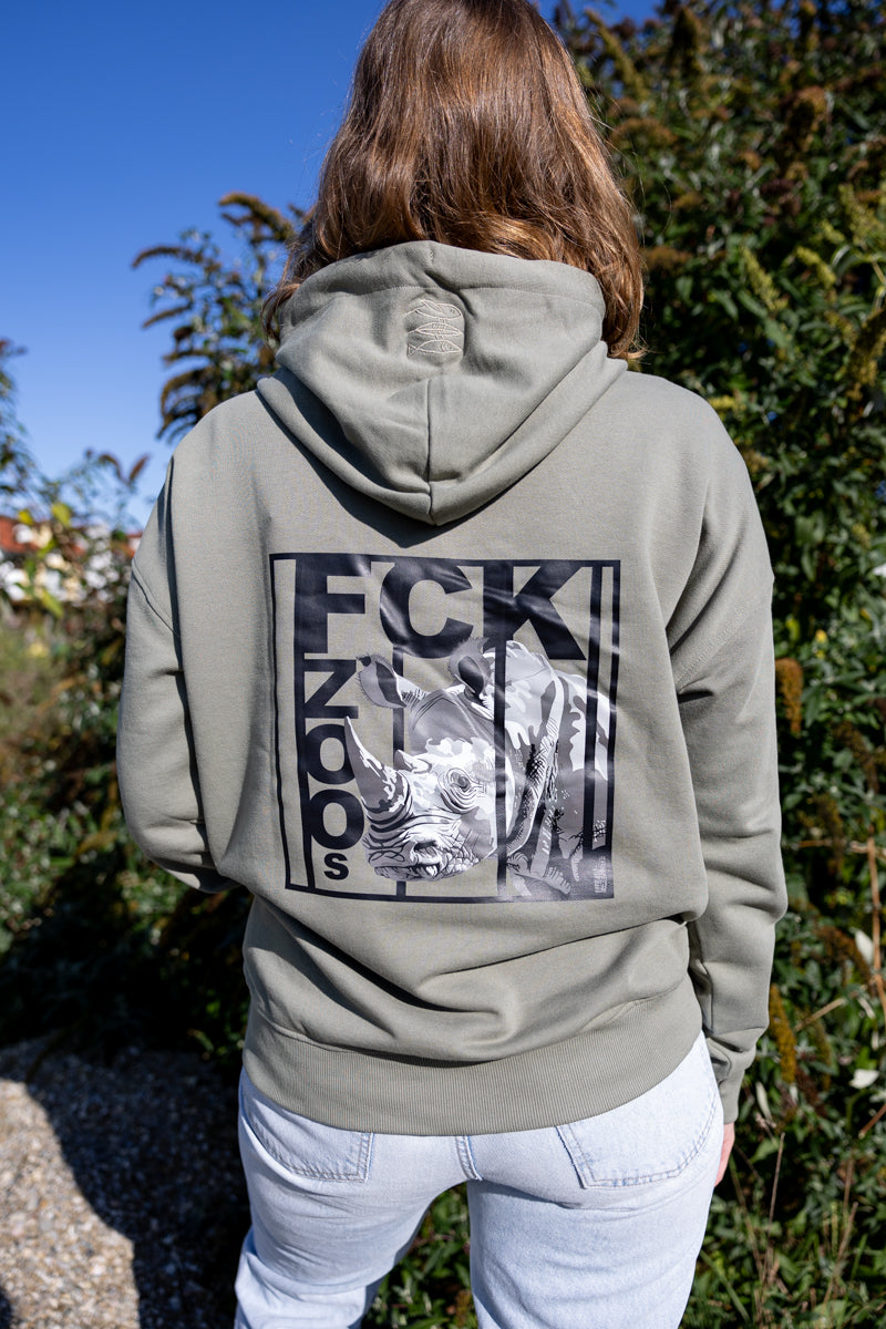 Hoodie "FCK ZOOs" Nashorn b/w