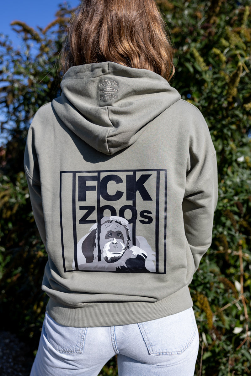 Hoodie "FCK ZOOs" Orang-Utan b/w