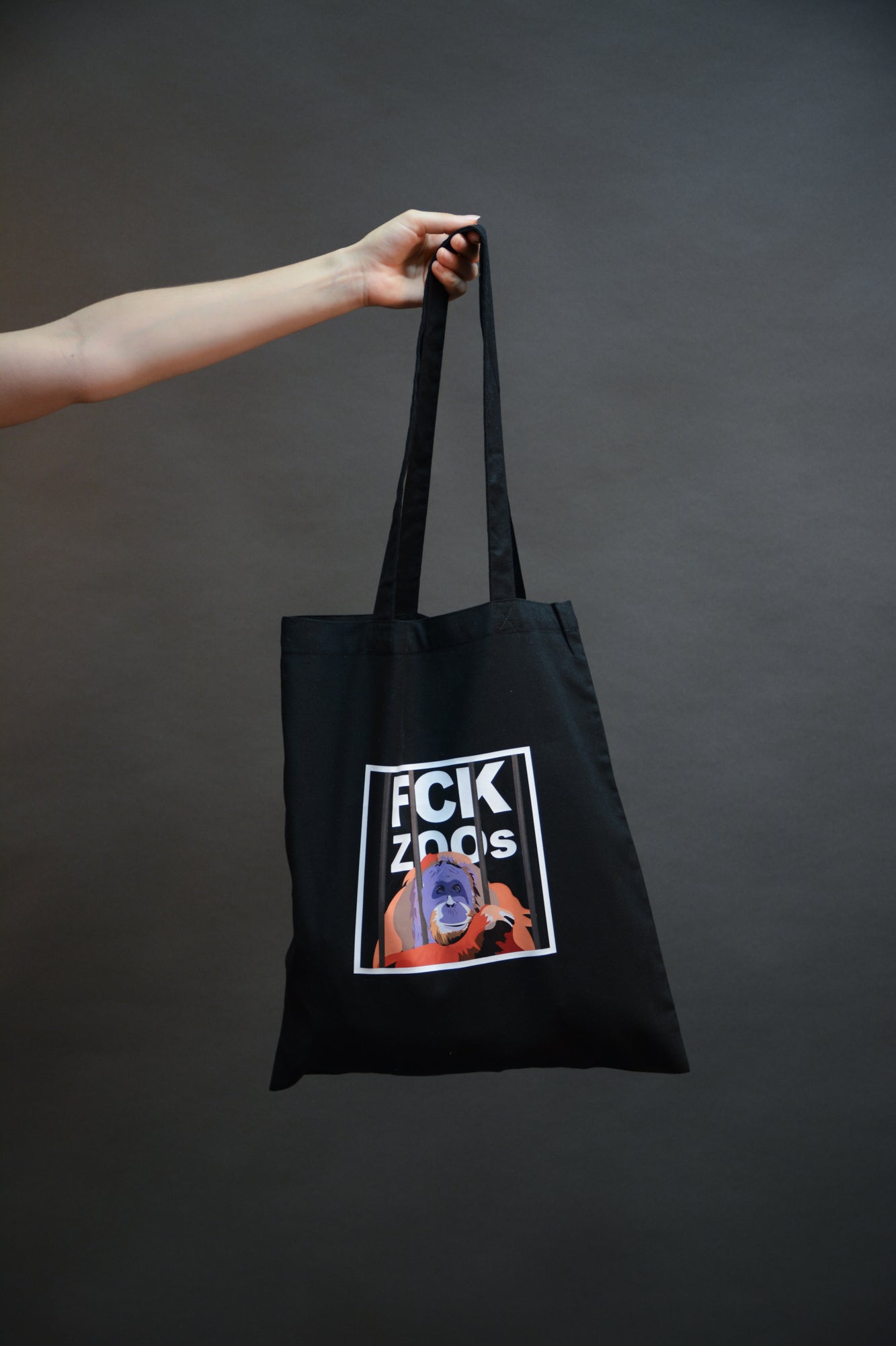 Bio-Baumwolltasche "FCK ZOOs" Orang-Utan