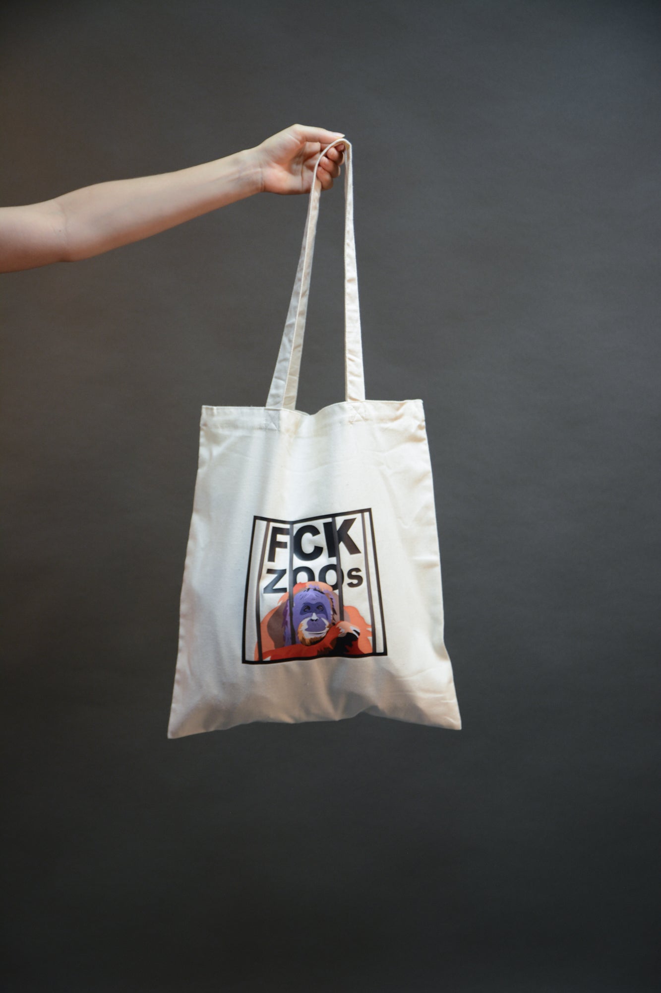 Bio-Baumwolltasche "FCK ZOOs" Orang-Utan