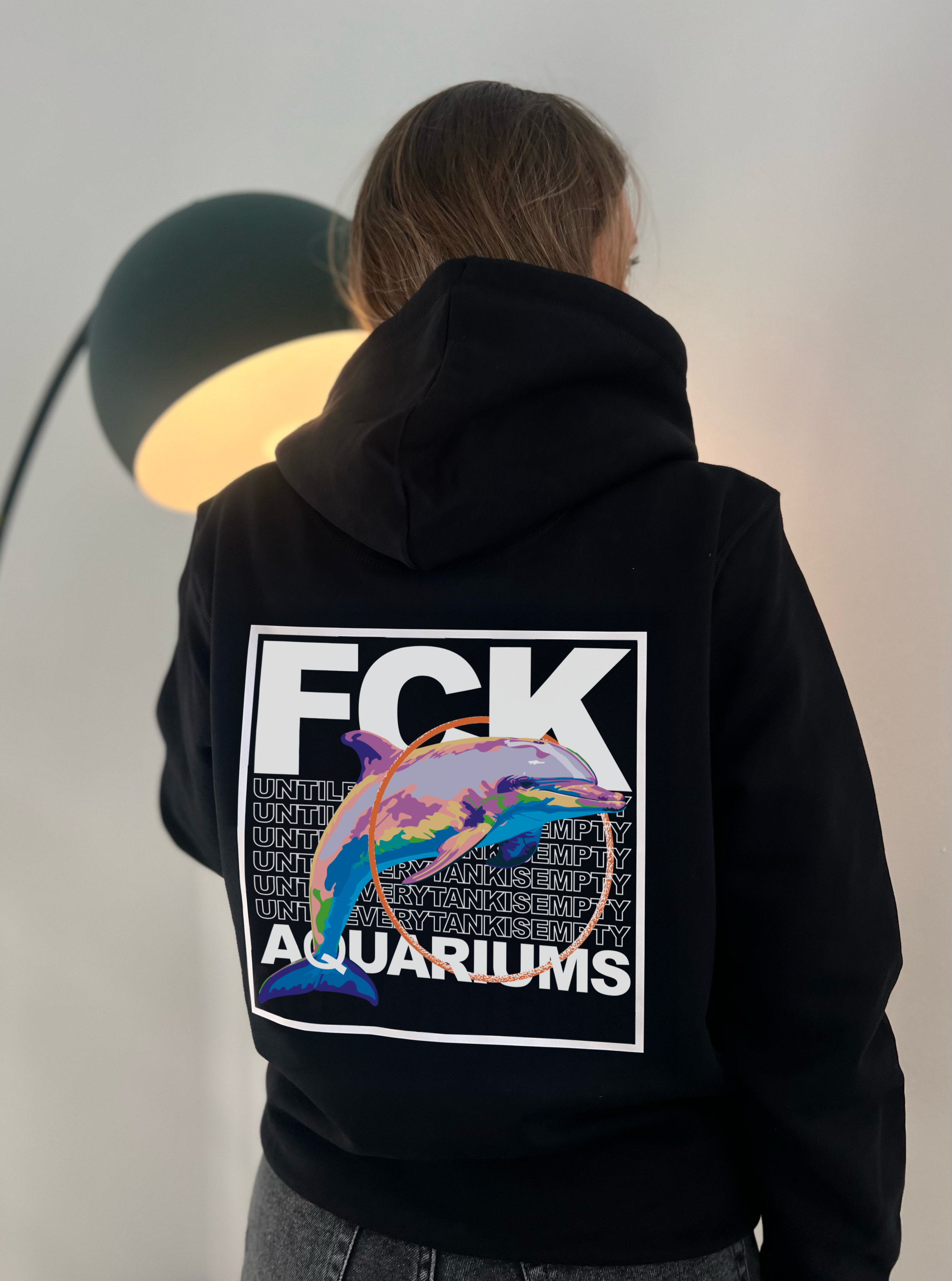 Hoodie "FCK AQUARIUMs" Delphin