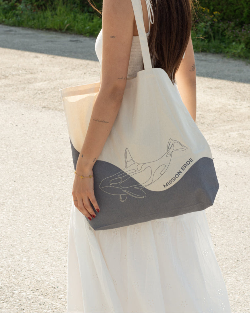 Bio-Baumwolltasche Welle "Orca" Limited Edition
