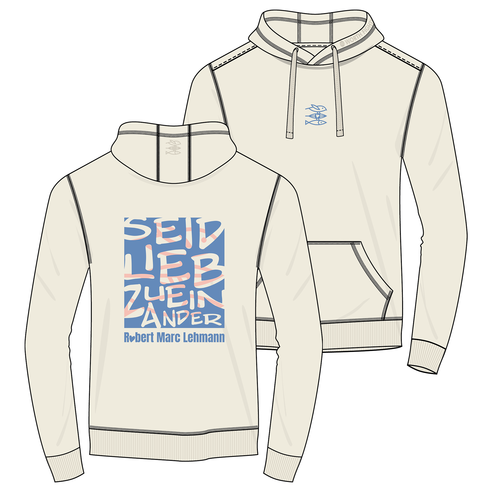 Hoodie Men "Seid lieb zueinander" off white