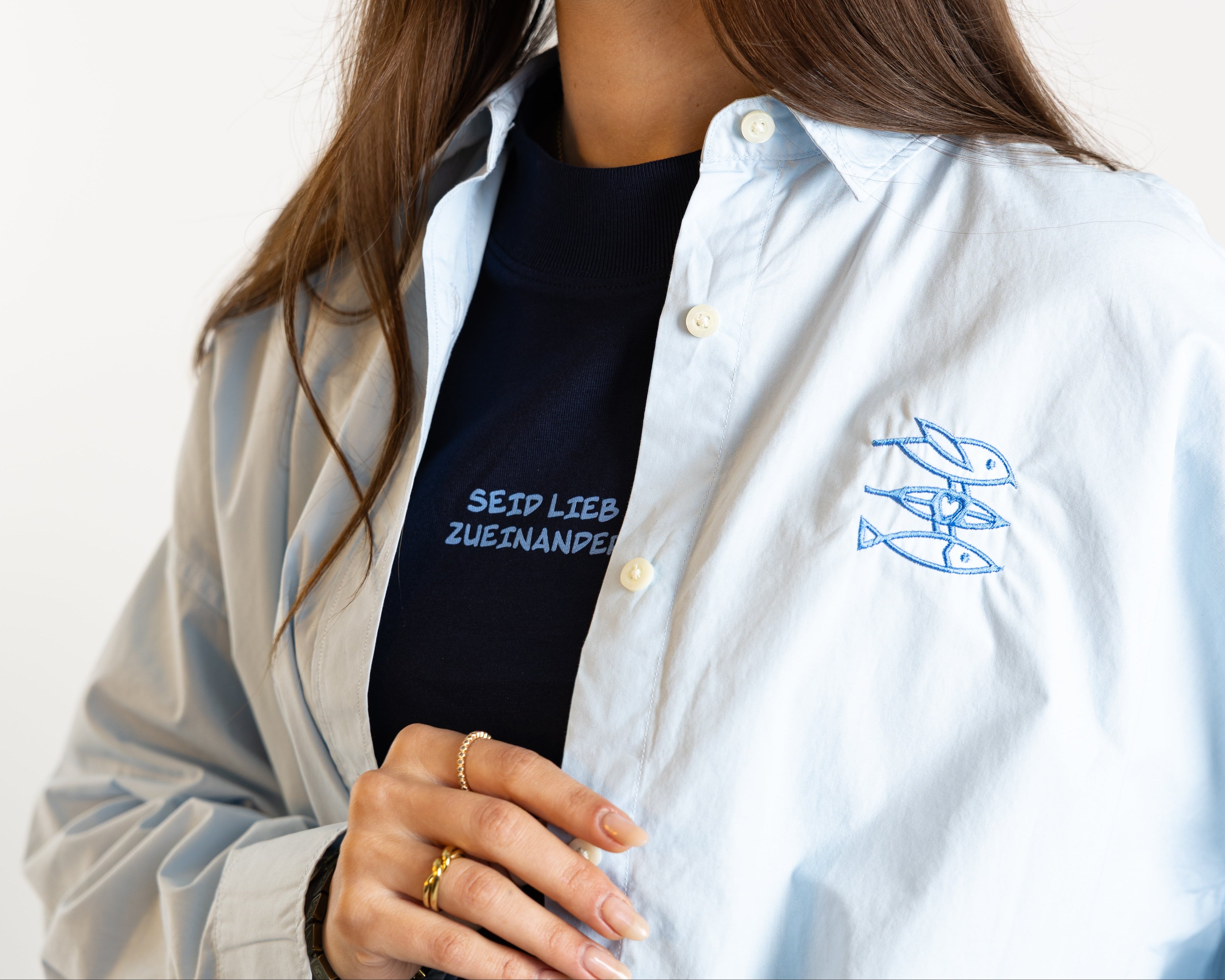 T-Shirt Women "Seid lieb zueinander 2.0" navy