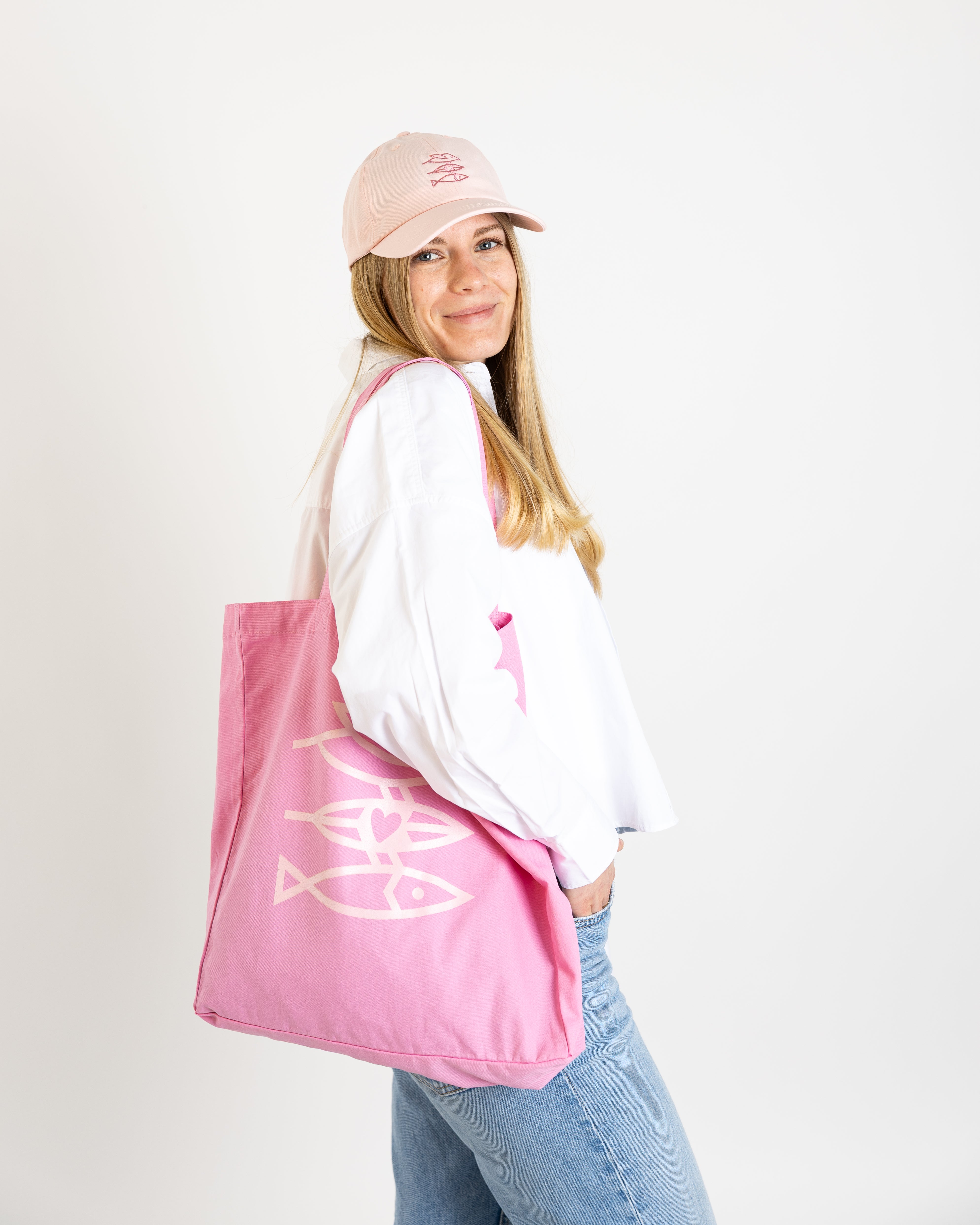 Bio-Baumwolltasche "Seid lieb zueinander 2.0" pink