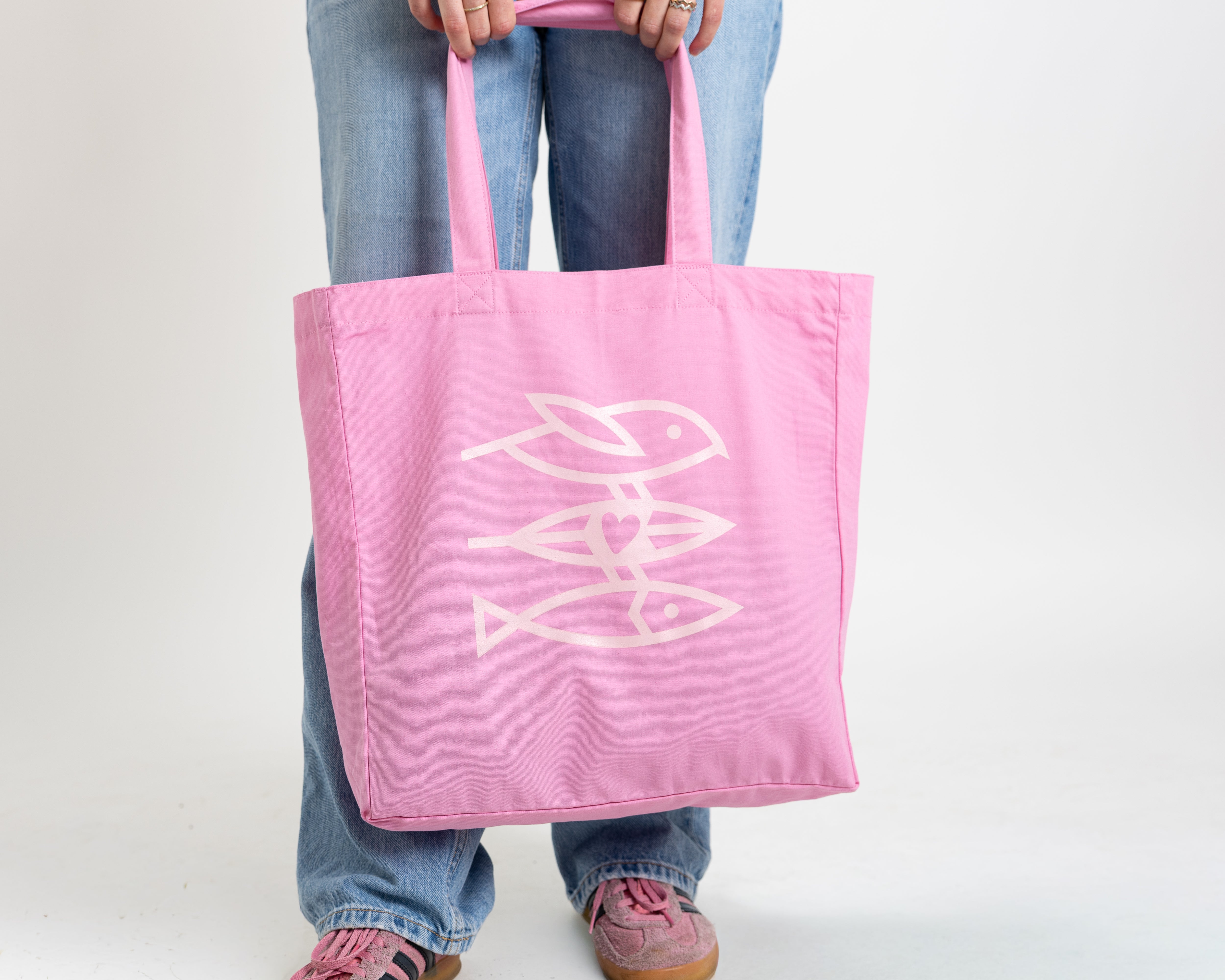 Bio-Baumwolltasche "Seid lieb zueinander 2.0" pink