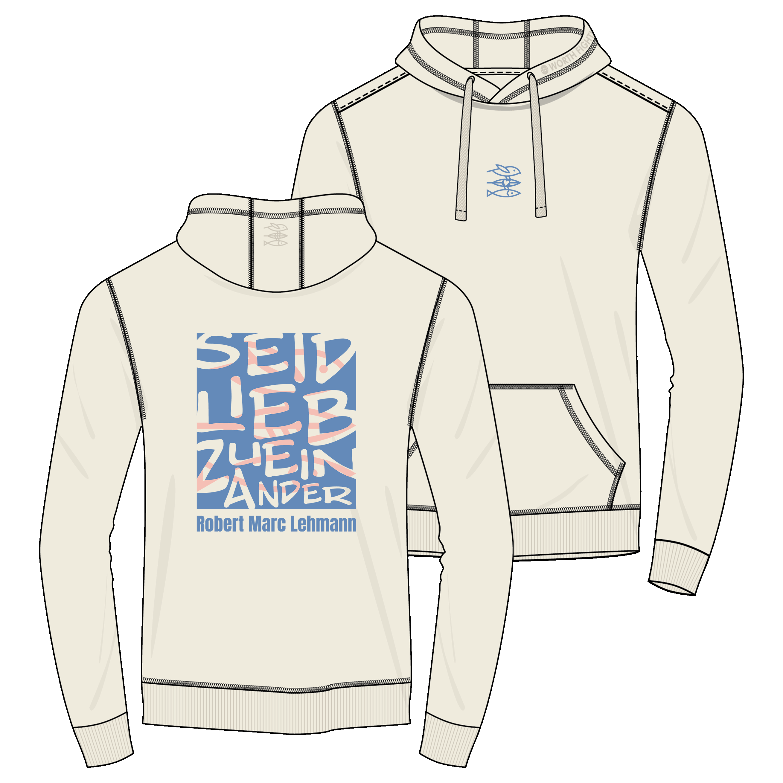 Hoodie Men "Seid lieb zueinander" off white