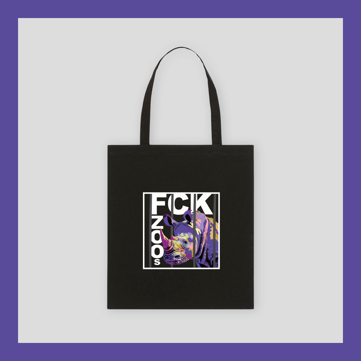 Bio-Baumwolltasche "FCK ZOOs" Nashorn