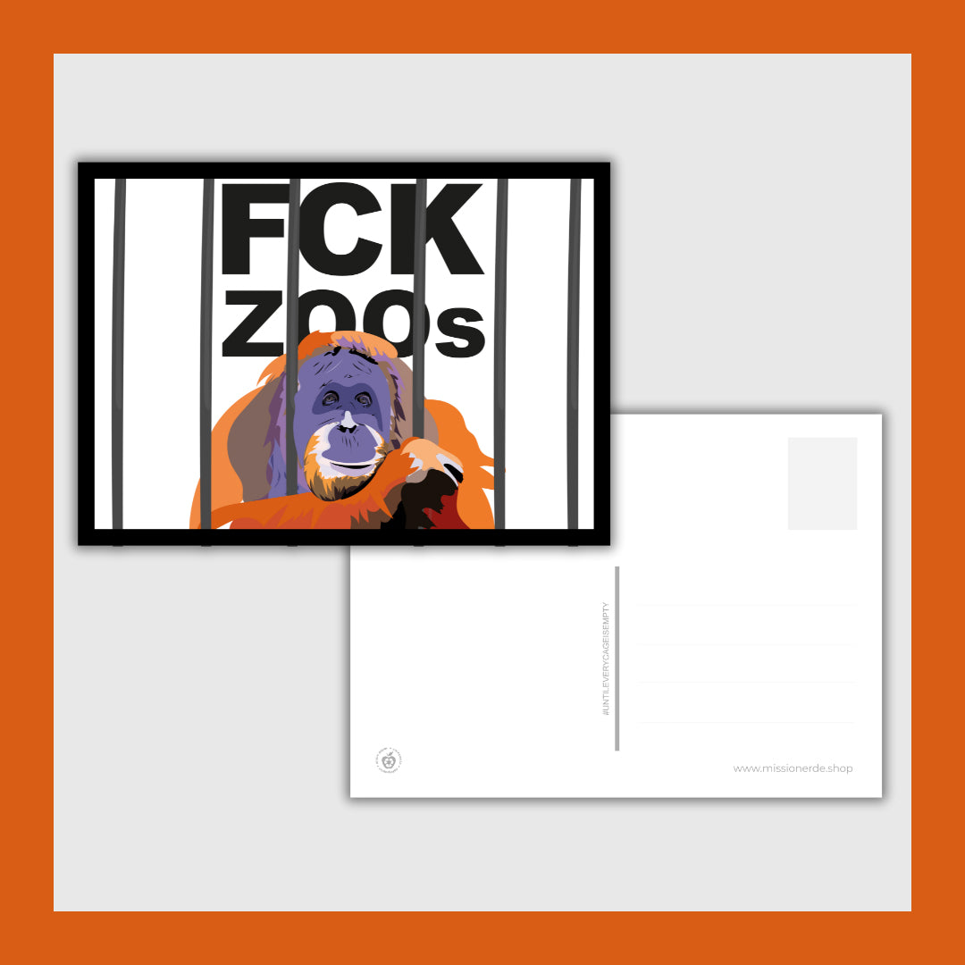 Postkarte "FCK ZOOs" Orang-Utan